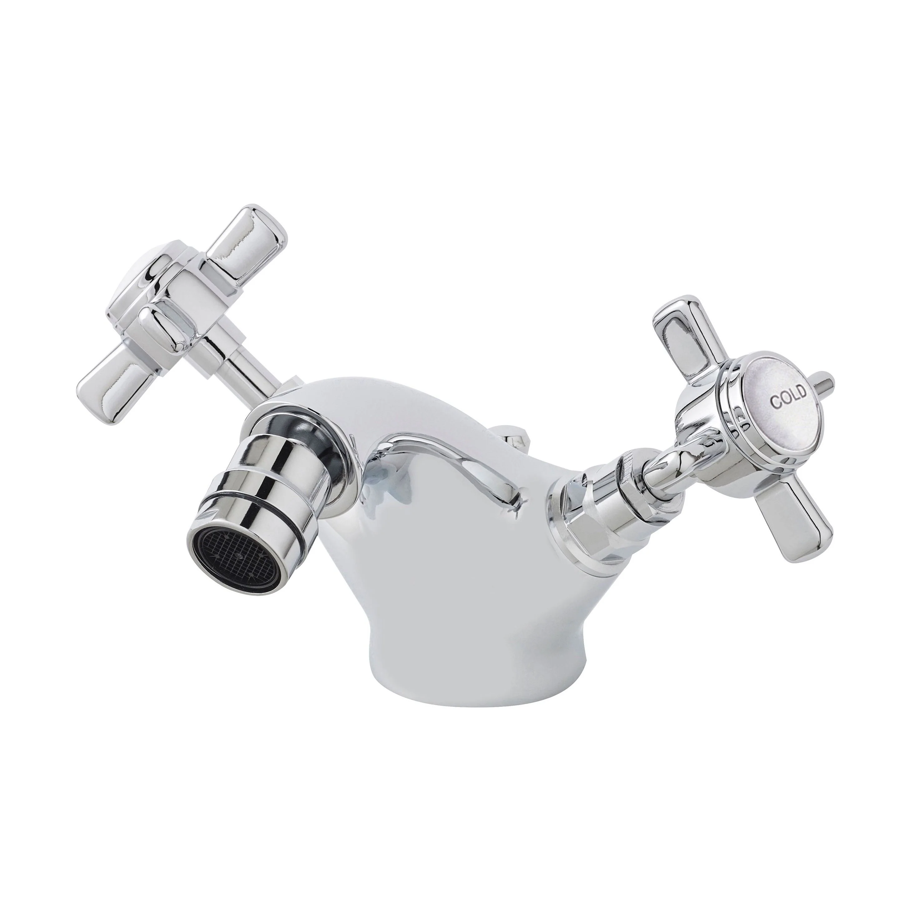 Balterley Hanchurch Traditional Bidet Tap with Crosshead Handles - Chrome or Brushed Brass - Image 3
