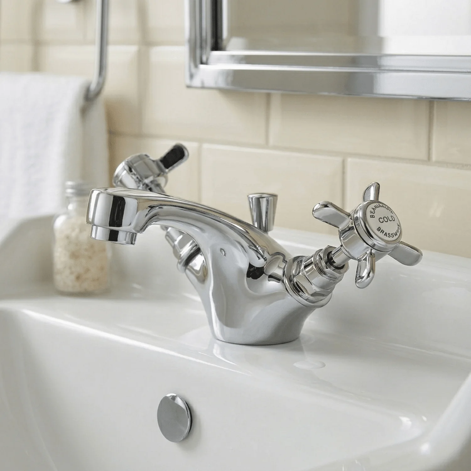 Balterley Hanchurch Traditional Mono Basin Mixer Tap - Chrome or Brushed Brass