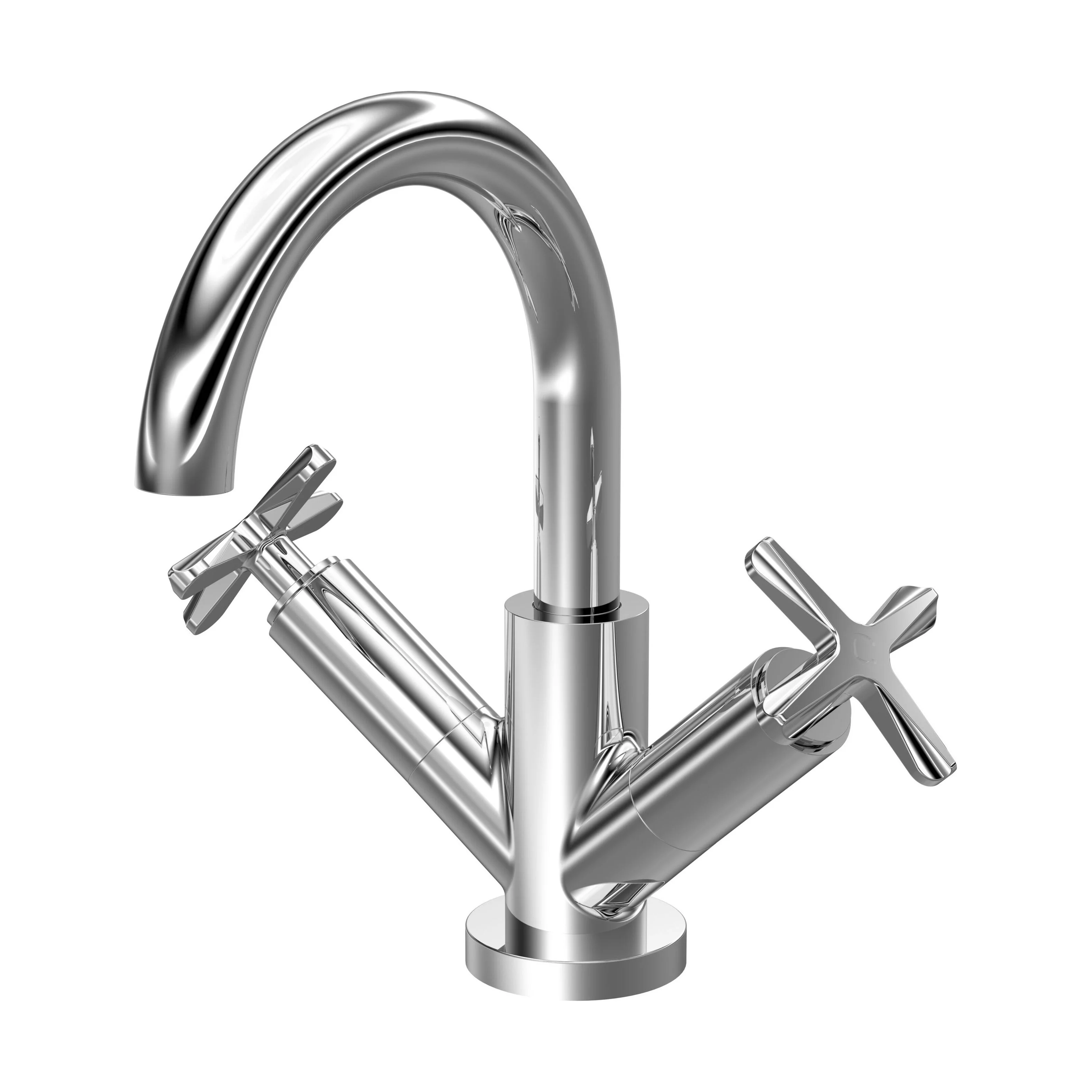 Levedale Mono Basin Mixer Tap with Crosshead Handles and Waste - Choice of Finish