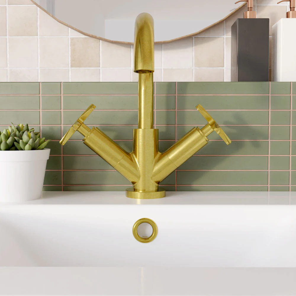Levedale Mono Basin Mixer Tap with Crosshead Handles and Waste - Choice of Finish - Image 10