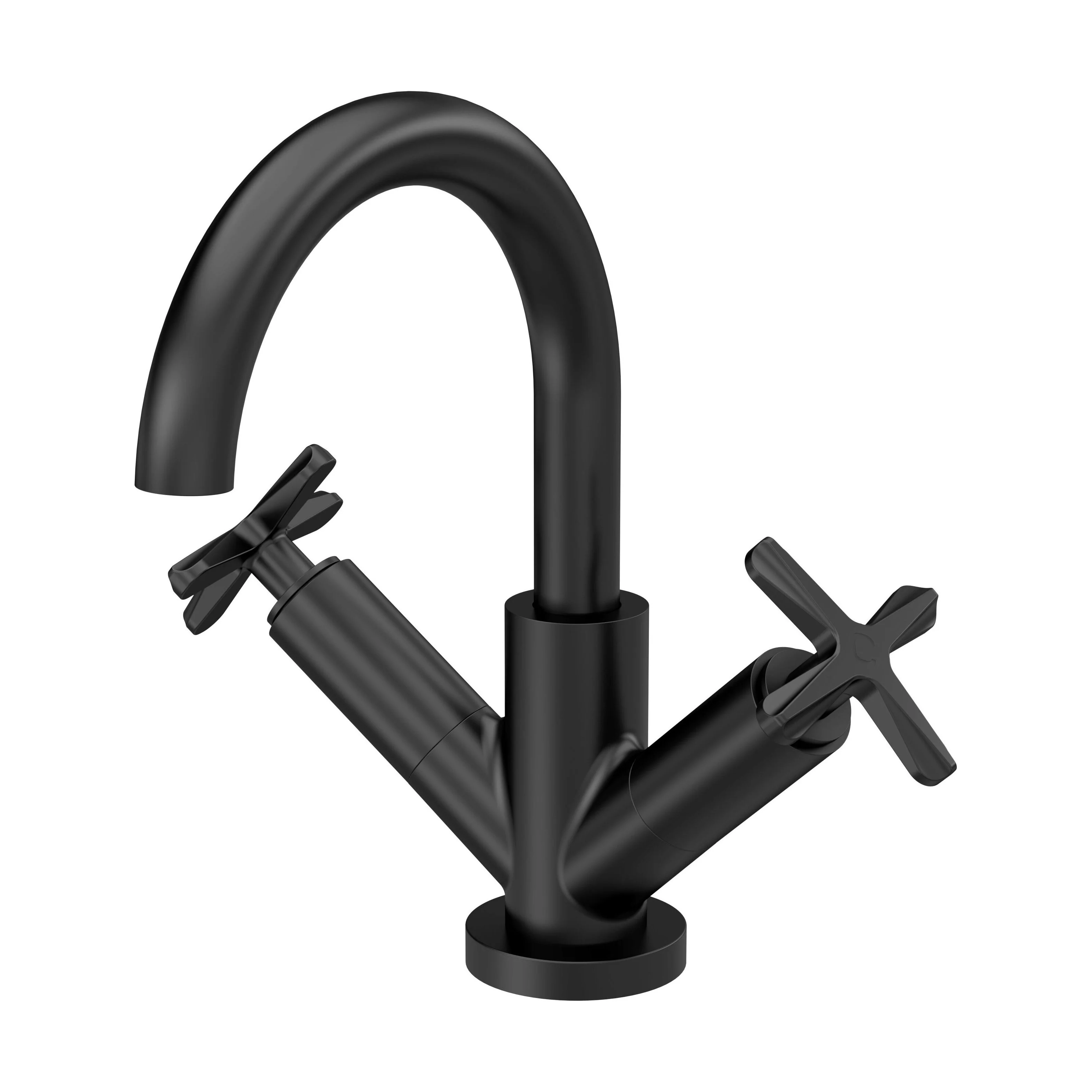 Levedale Mono Basin Mixer Tap with Crosshead Handles and Waste - Choice of Finish - Image 2