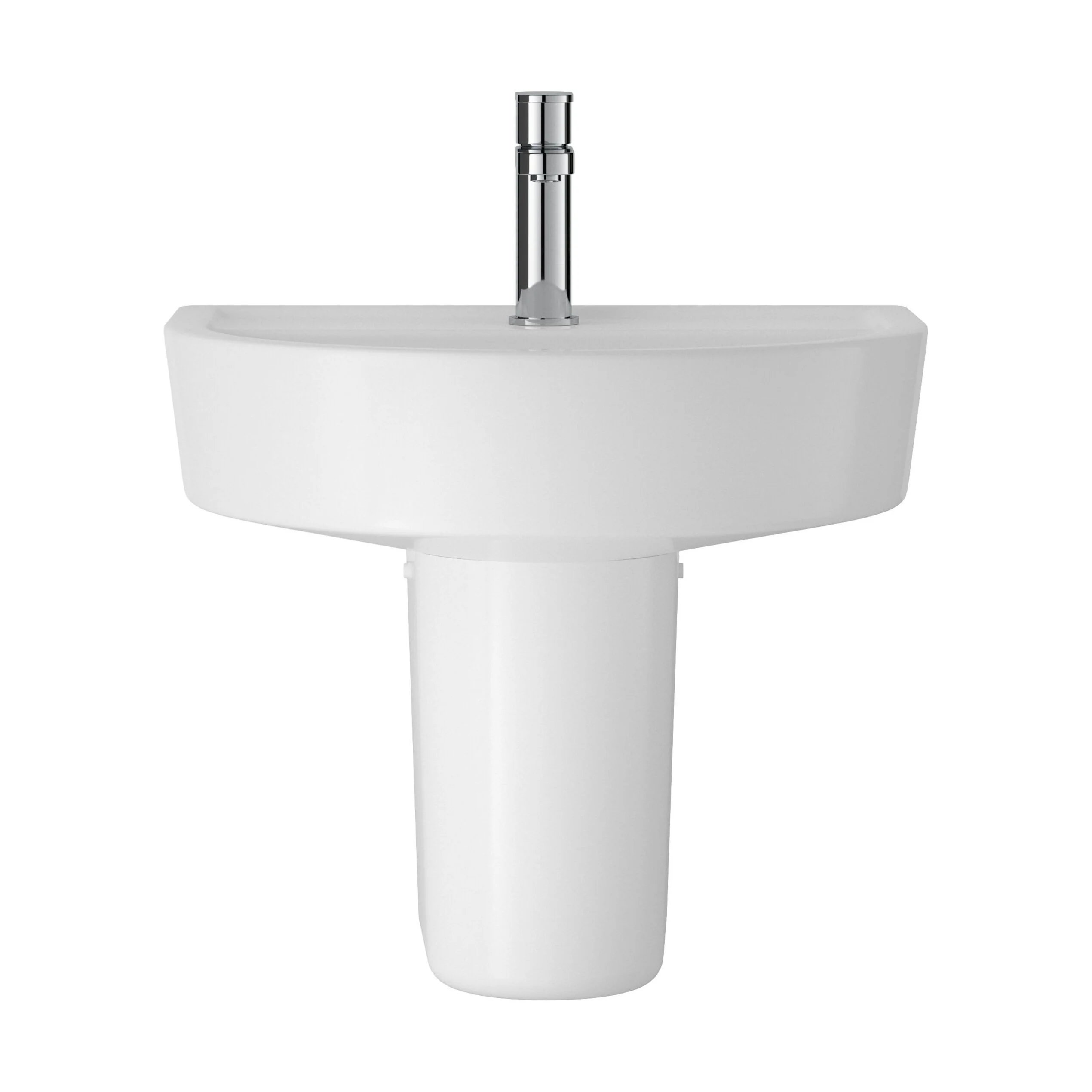 Hopwas Round D Shape Ceramic Basin and Semi Pedestal - 420 or 520mm Basin - Image 9