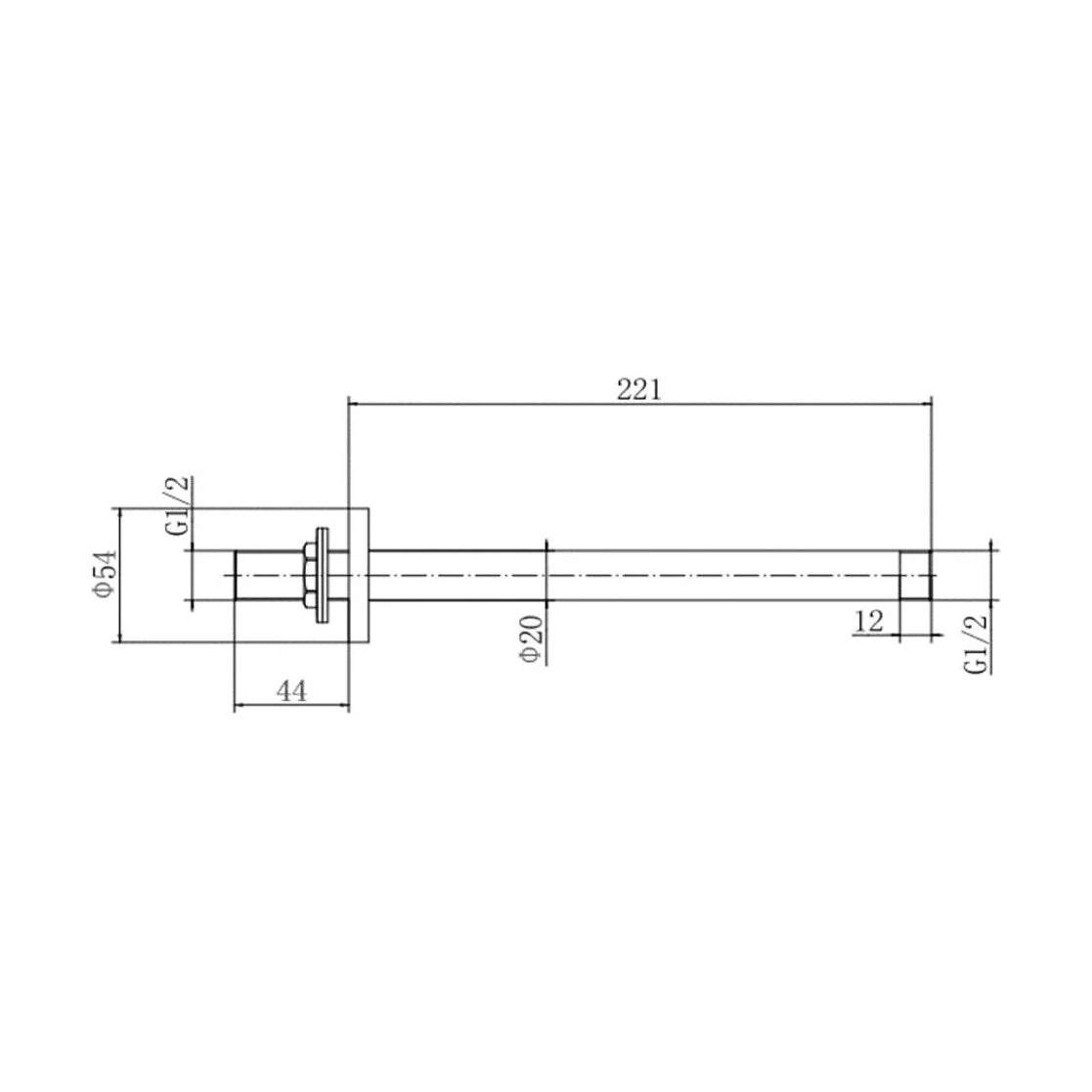 Balterley Modern Bathroom Long Round Ceiling Mounted Shower Arm Durable Stainless Steel Construction, 221mm - Chrome Finish - Image 2
