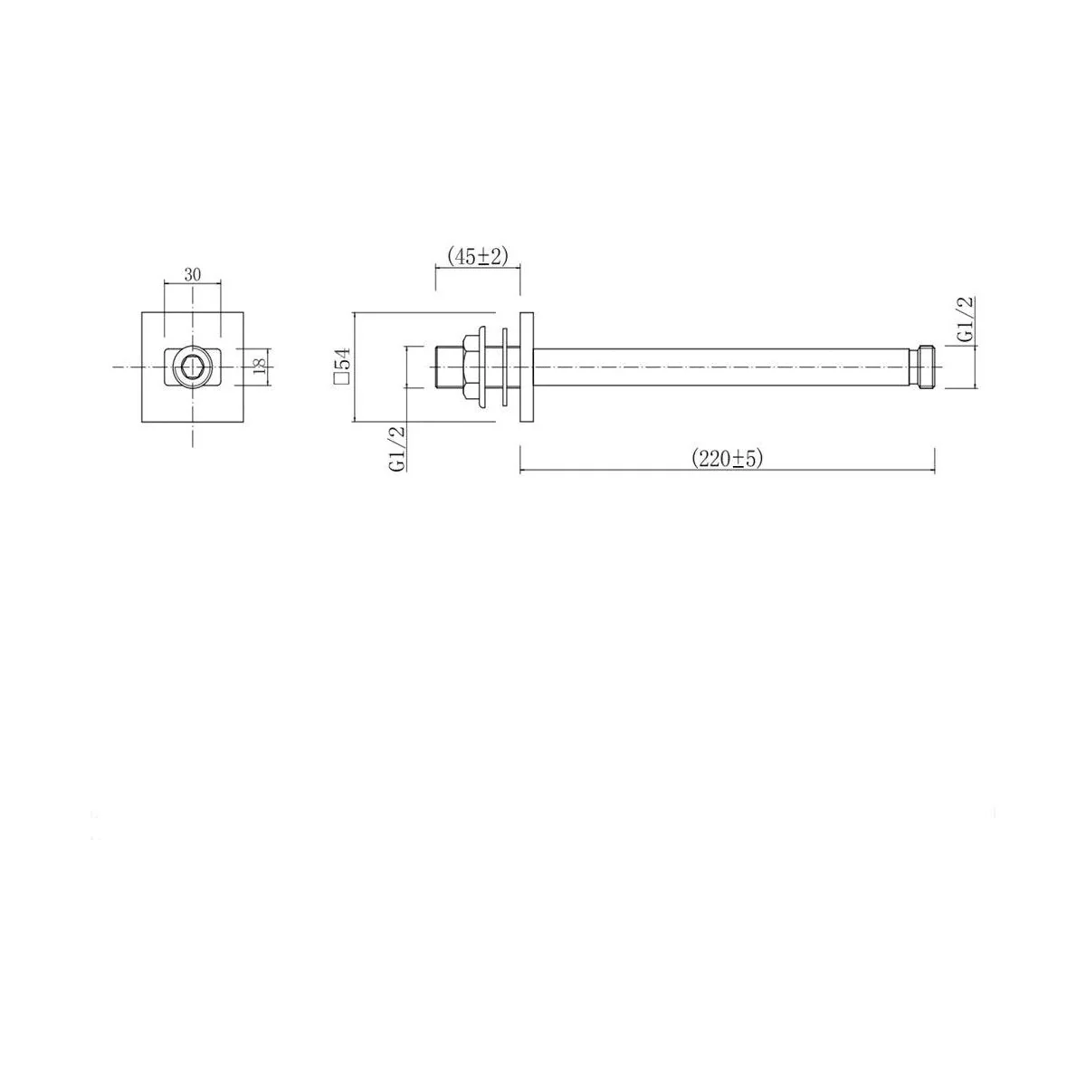 Balterley Modern Bathroom Long Square Ceiling Mounted Shower Arm Durable Stainless Steel Construction, 220mm - Chrome Finish - Image 2