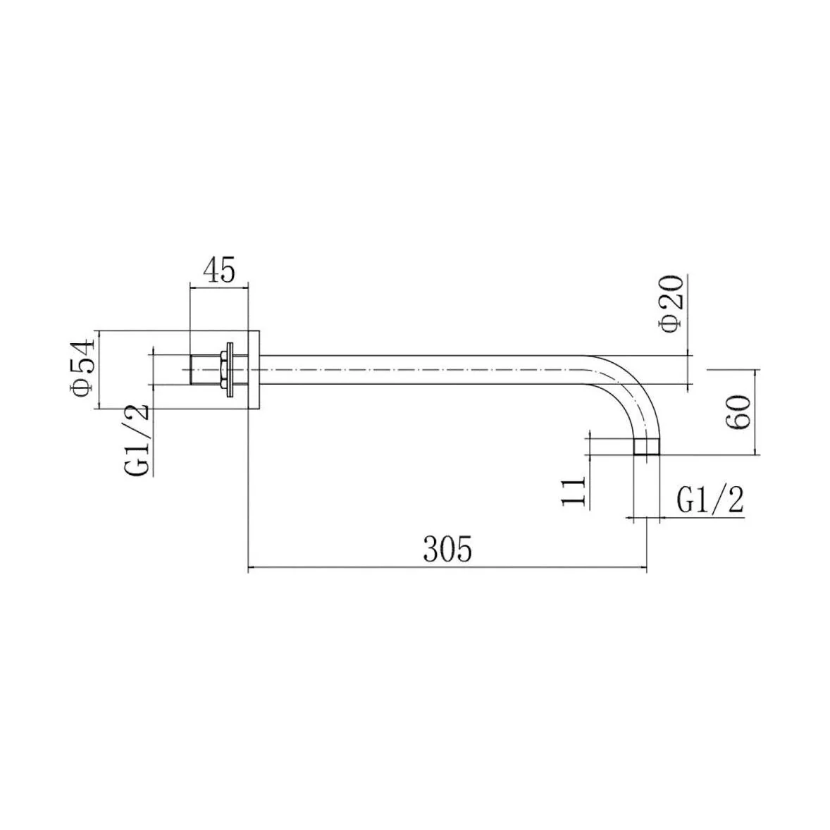 Balterley Modern Bathroom Wall Mounted Round Shower Arm Durable Stainless Steel Construction, 305mm - Matt Black Finish - Image 2