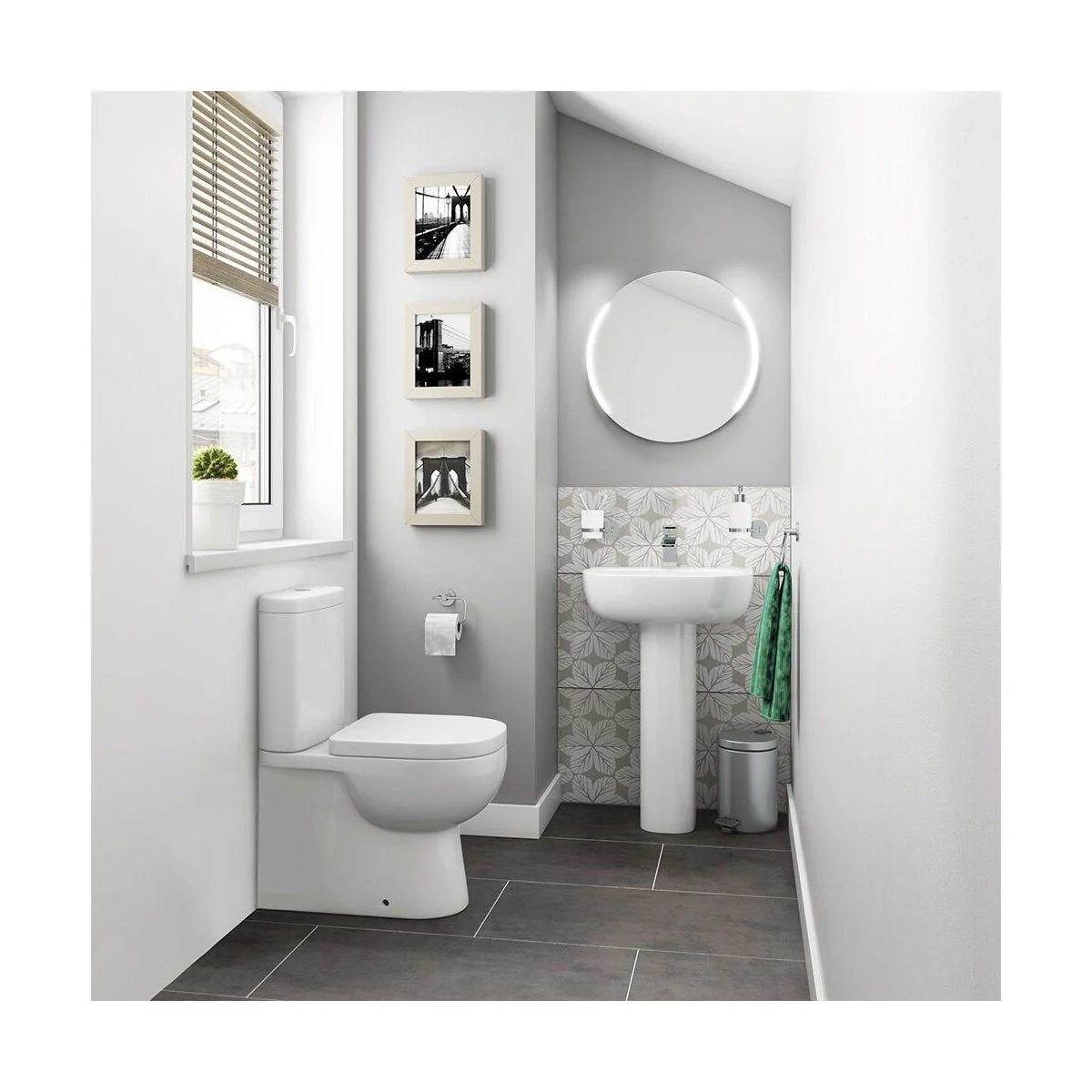 Balterley Modern Bathroom Wall Mounted Round Towel Ring Durable Brass Construction, 196x180mm - Chrome Finish