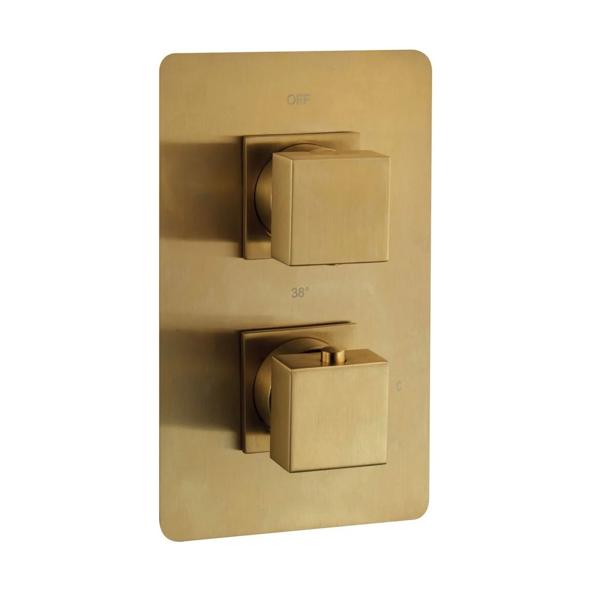 Balterley Modern Wall Mounted Concealed Thermostatic Square Twin Handle Single Outlet Shower Valve, 200x120mm Brushed Brass Finish