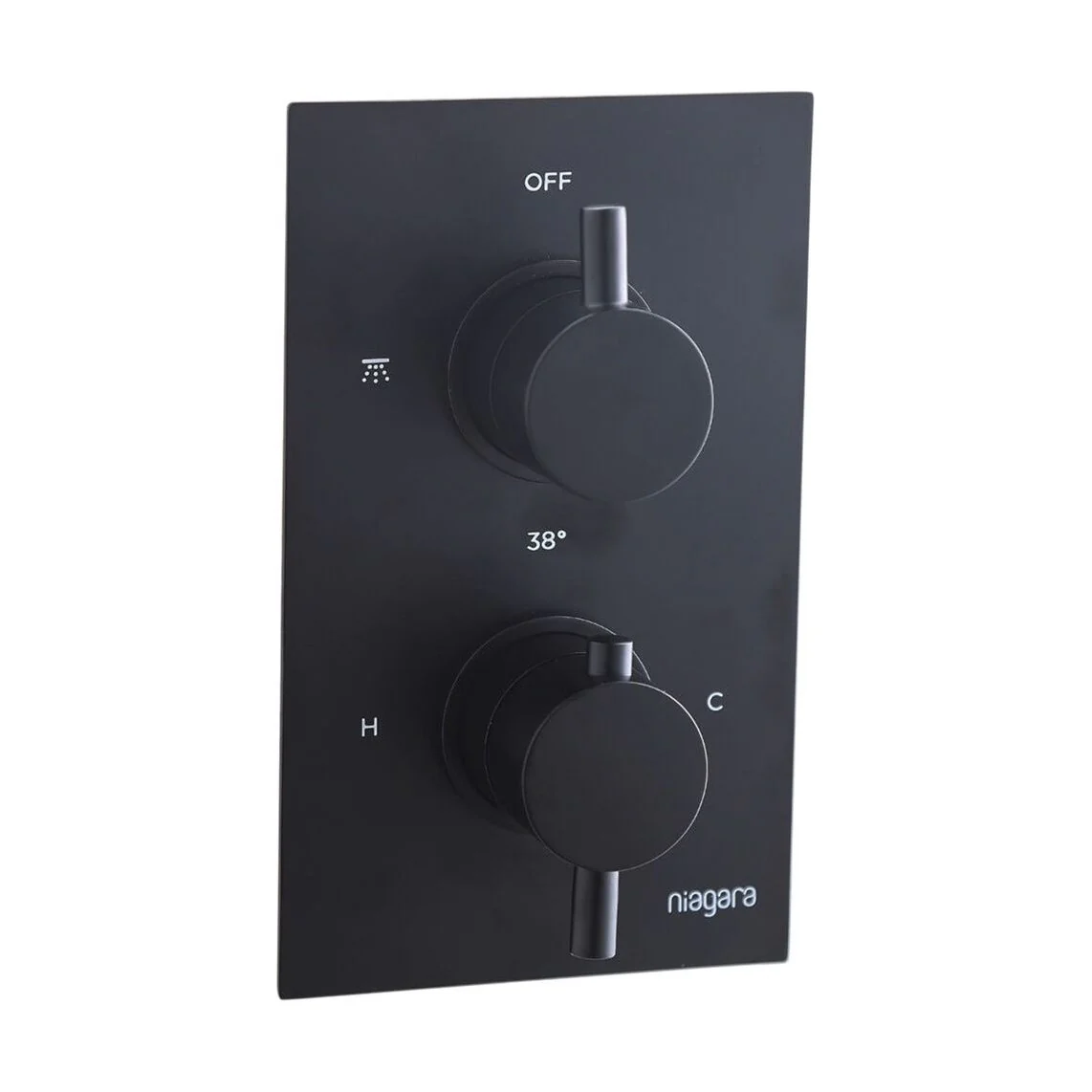 Balterley Modern Wall Mounted Concealed Thermostatic Twin Handle Shower Valve Durable Brass, 200x120mm - Matt Black Finish