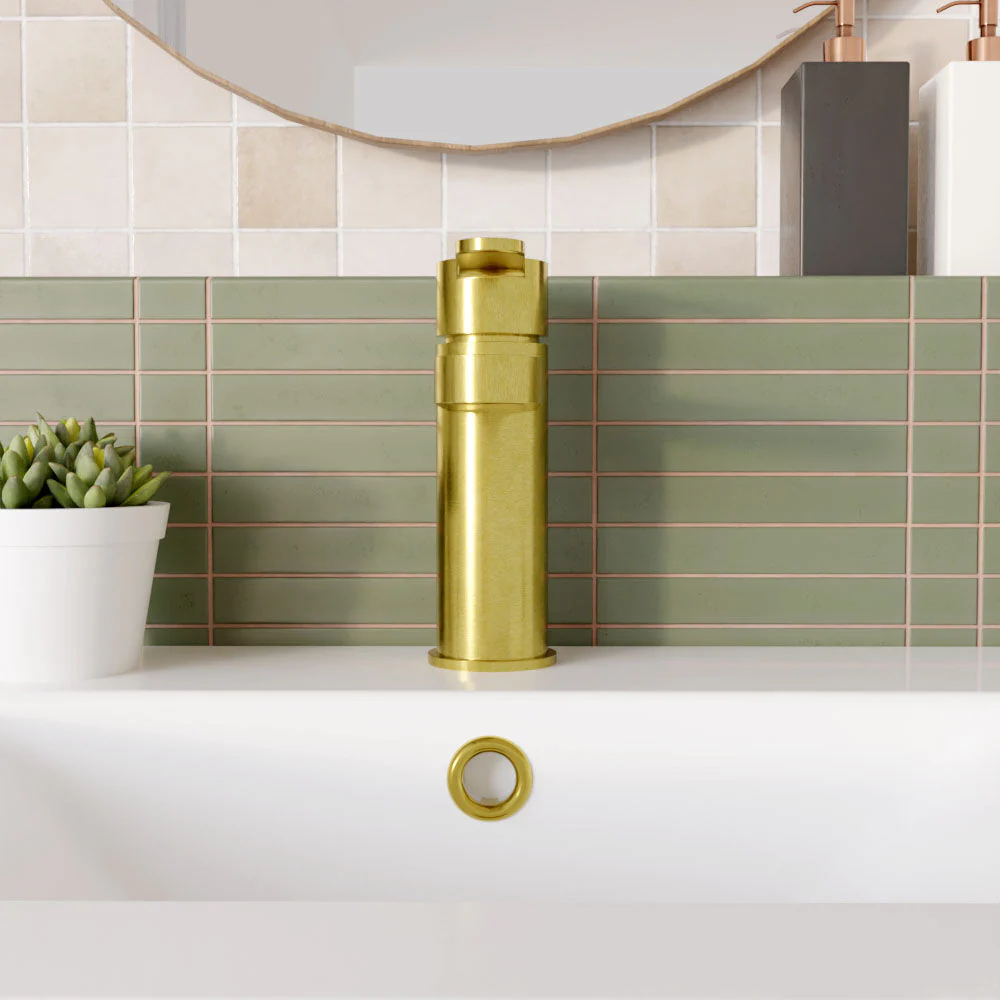 Consall Round Mono Basin Mixer Tap with Push Button Waste - Choice of Finish - Image 10