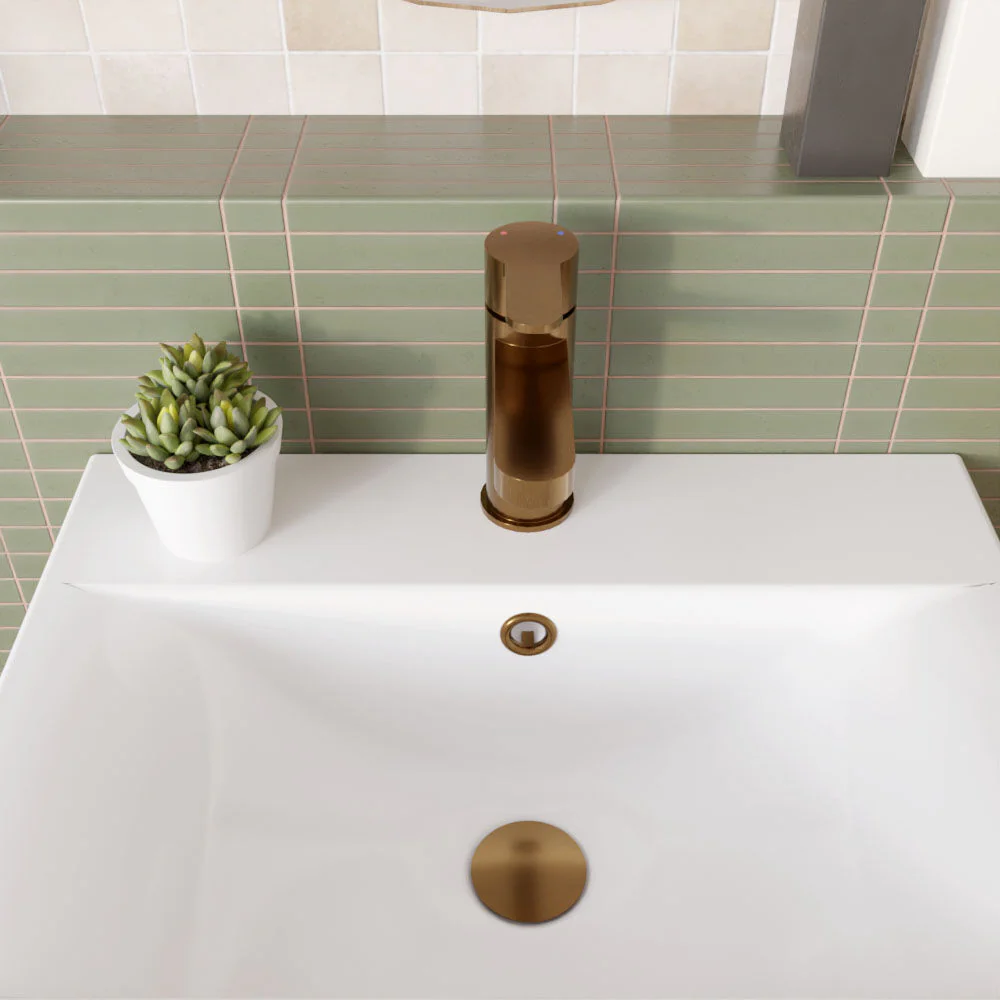 Consall Round Mono Basin Mixer Tap with Push Button Waste - Choice of Finish - Image 11