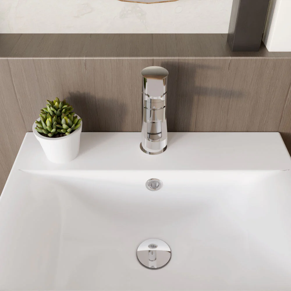 Consall Round Mono Basin Mixer Tap with Push Button Waste - Choice of Finish - Image 12