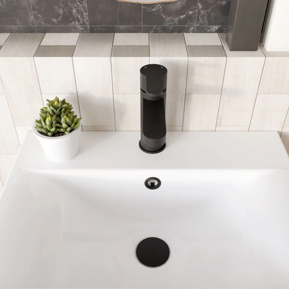 Consall Round Mono Basin Mixer Tap with Push Button Waste - Choice of Finish - Image 13