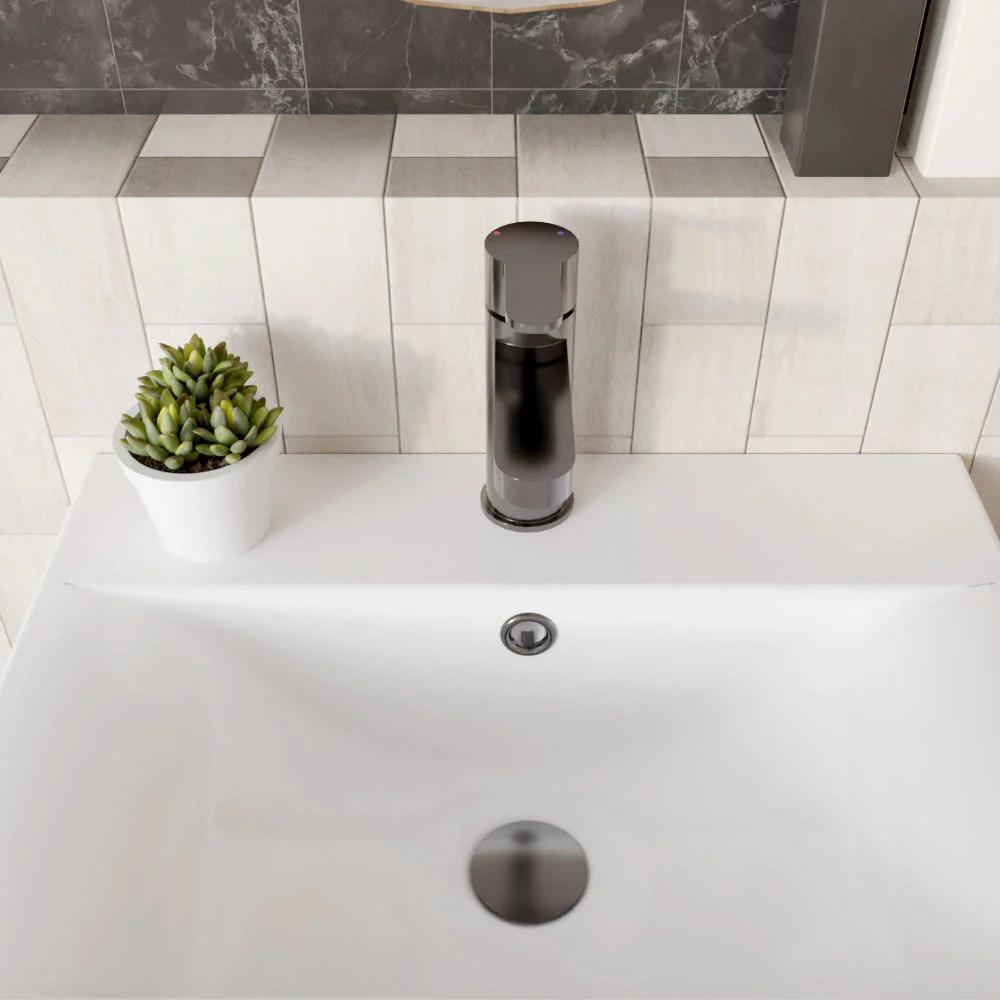 Consall Round Mono Basin Mixer Tap with Push Button Waste - Choice of Finish - Image 14