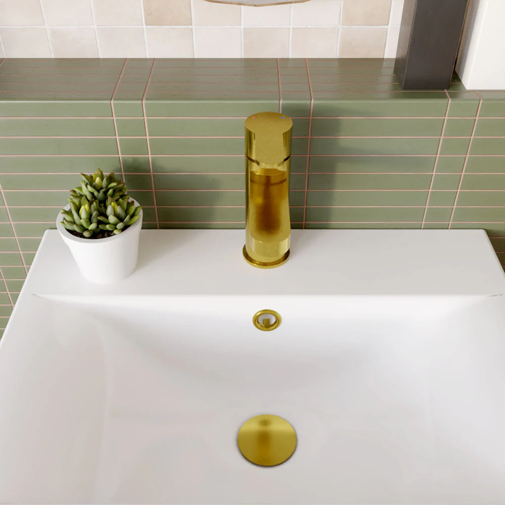 Consall Round Mono Basin Mixer Tap with Push Button Waste - Choice of Finish - Image 15