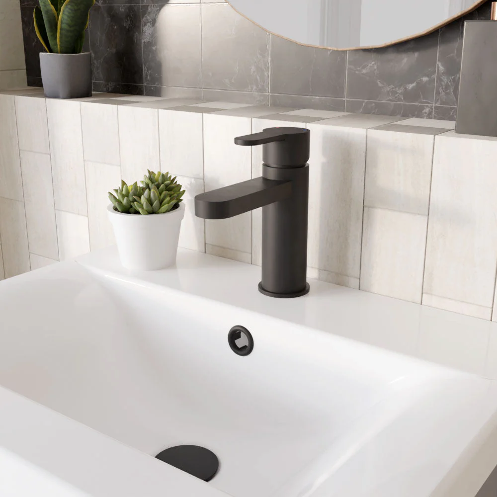 Consall Round Mono Basin Mixer Tap with Push Button Waste - Choice of Finish - Image 18