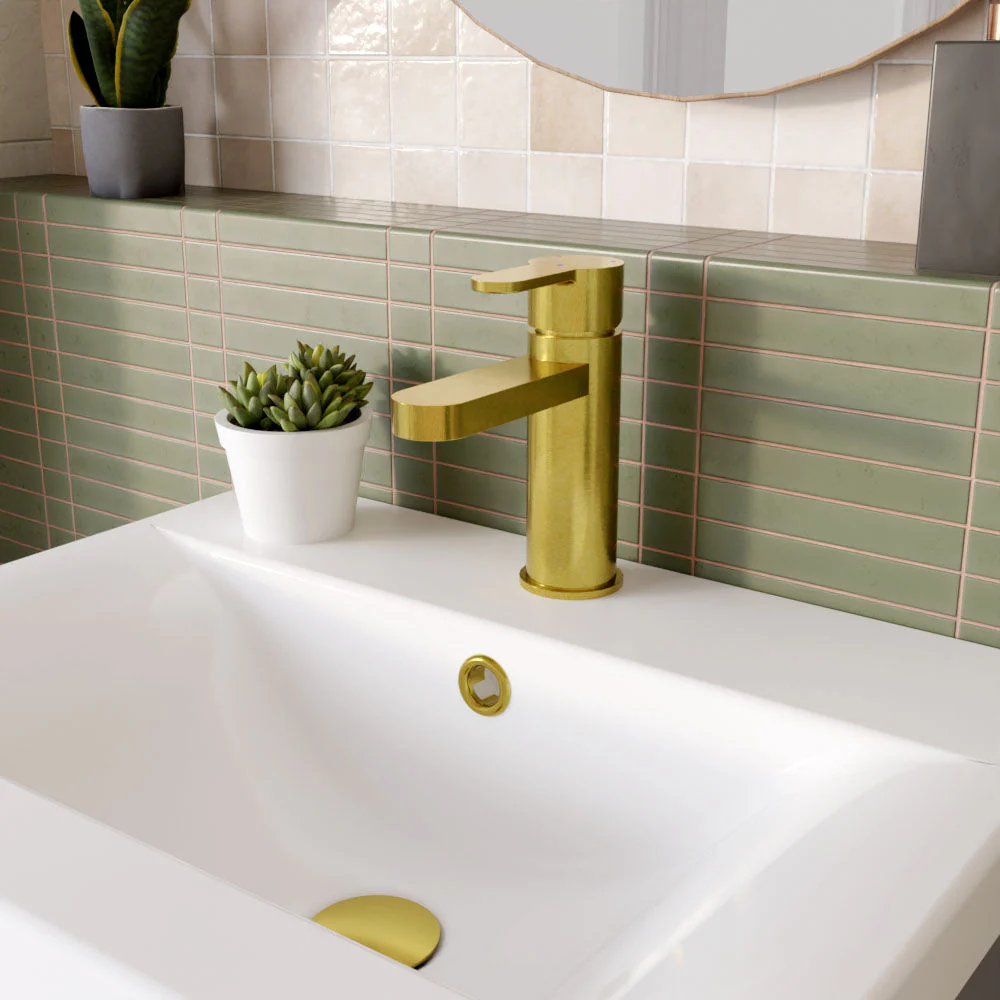 Consall Round Mono Basin Mixer Tap with Push Button Waste - Choice of Finish - Image 20