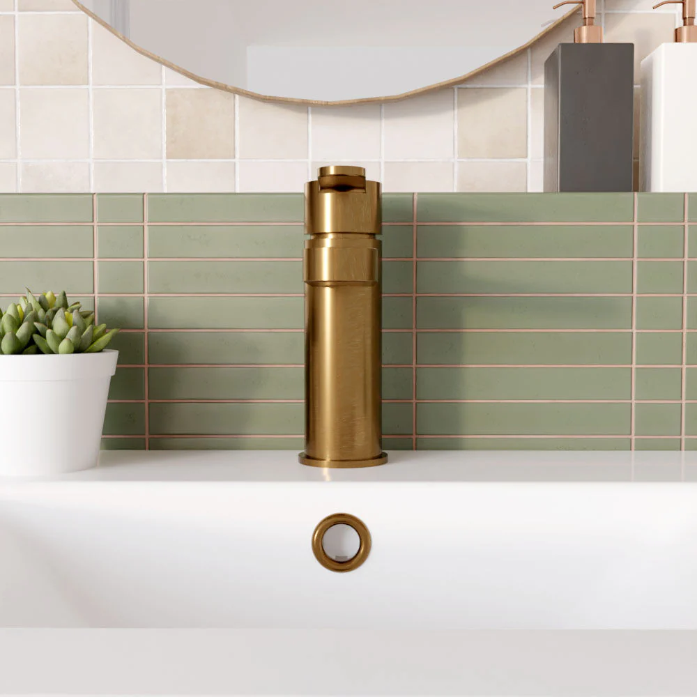 Consall Round Mono Basin Mixer Tap with Push Button Waste - Choice of Finish - Image 6