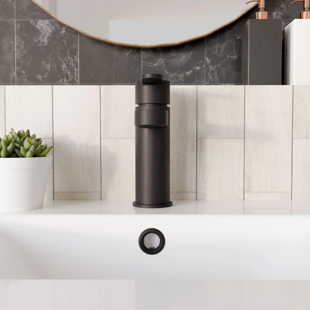Consall Round Mono Basin Mixer Tap with Push Button Waste - Choice of Finish - Image 8