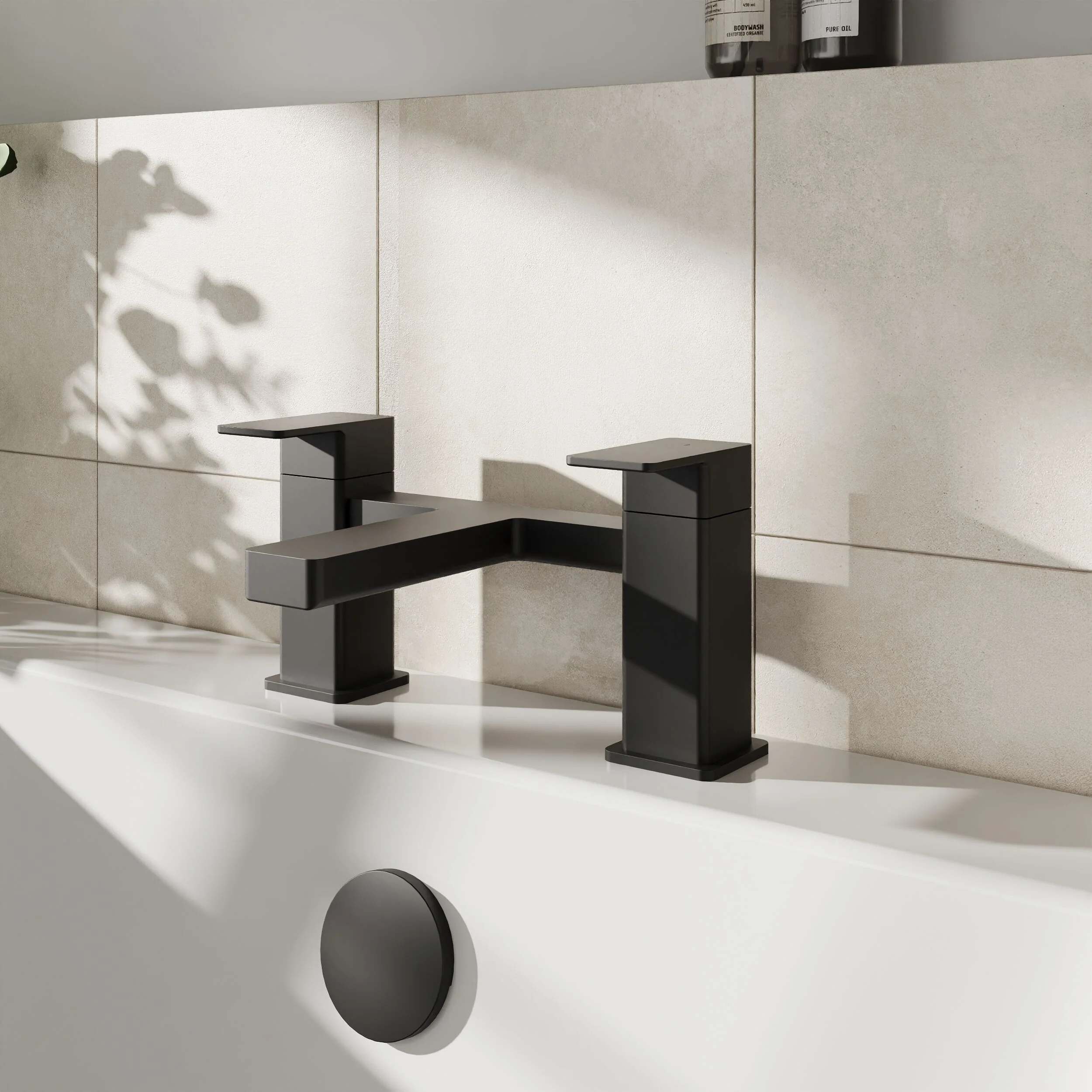 Milldale Square Dual Lever Deck Mounted Bath Filler Tap - Choice of Finish - Image 4