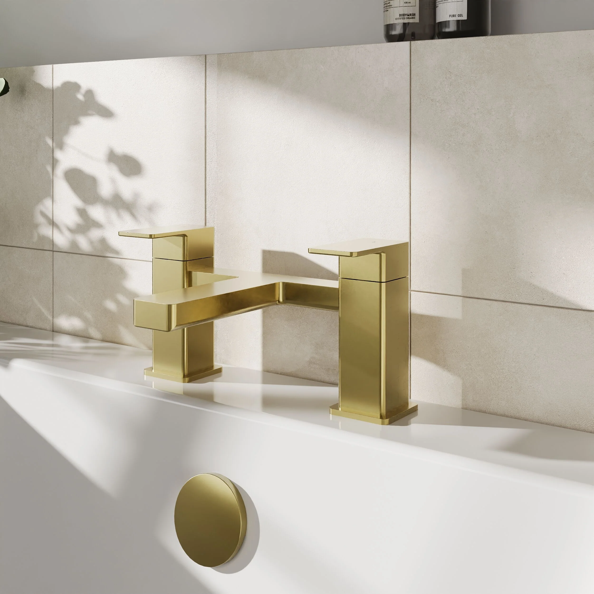 Milldale Square Dual Lever Deck Mounted Bath Filler Tap - Choice of Finish - Image 5