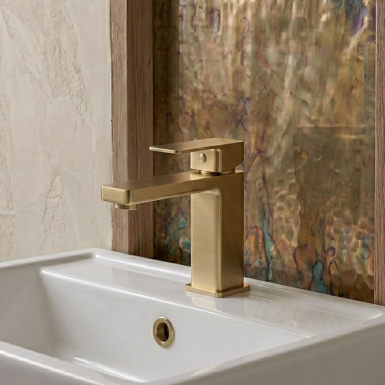 Milldale Contemporary Square Mono Basin Mixer Bathroom Sink Tap with Push Button Waste - Image 3