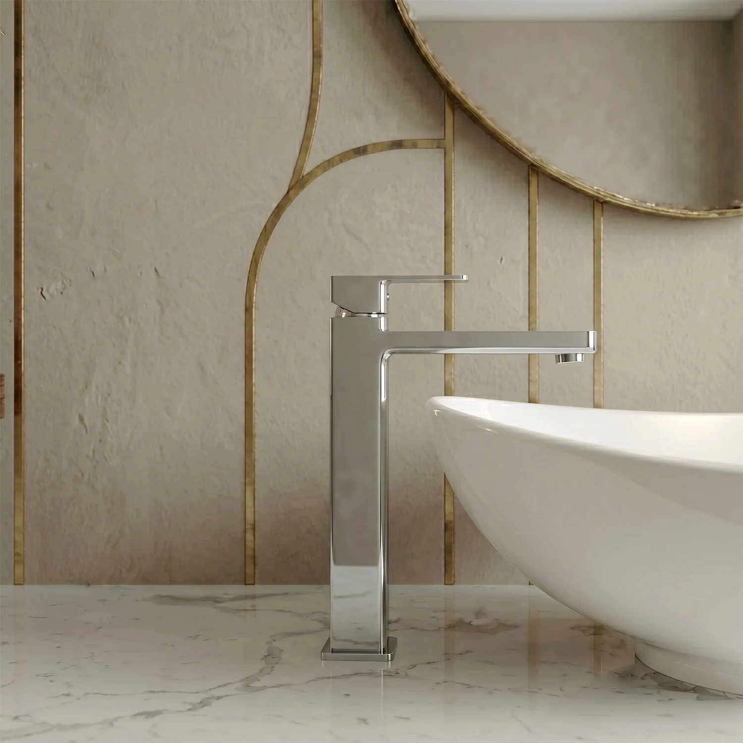 Milldale Contemporary Square Tall High Rise Mono Basin Mixer Tap - Choice of Finish