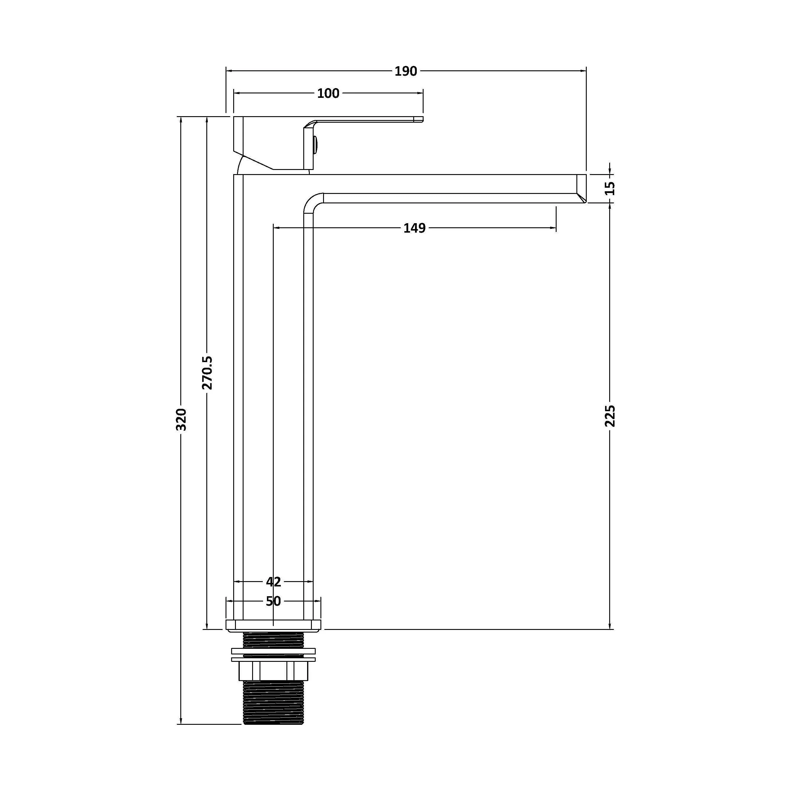 Milldale Contemporary Square Tall High Rise Mono Basin Mixer Tap - Choice of Finish - Image 10