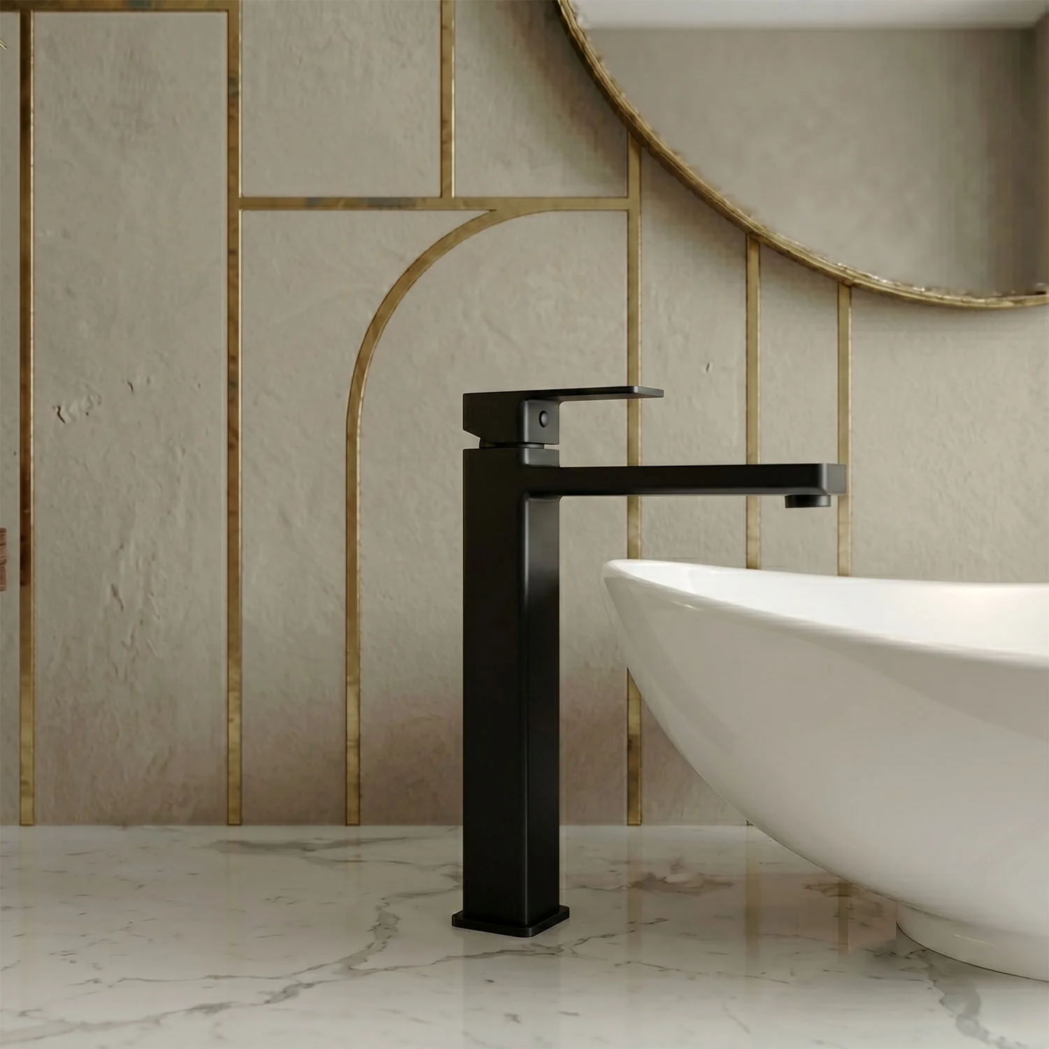 Milldale Contemporary Square Tall High Rise Mono Basin Mixer Tap - Choice of Finish - Image 2