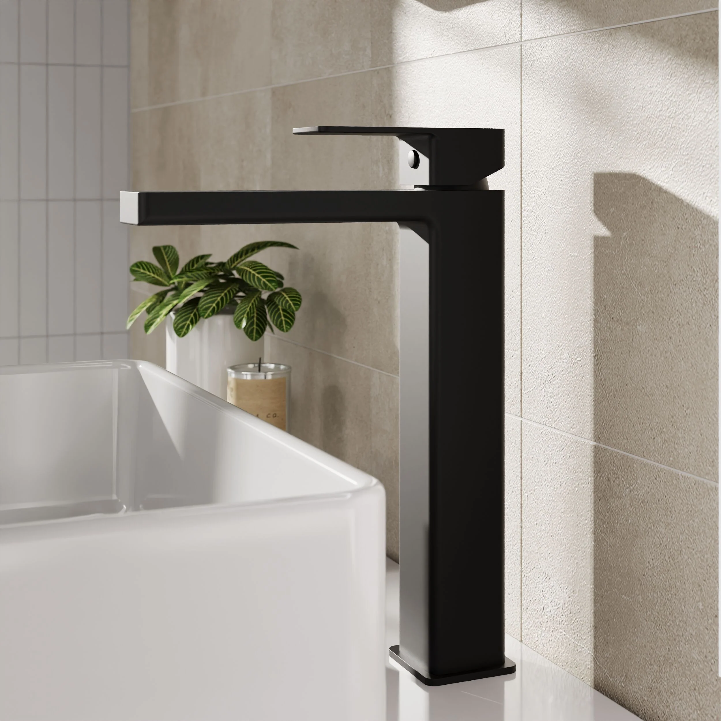 Milldale Contemporary Square Tall High Rise Mono Basin Mixer Tap - Choice of Finish - Image 4