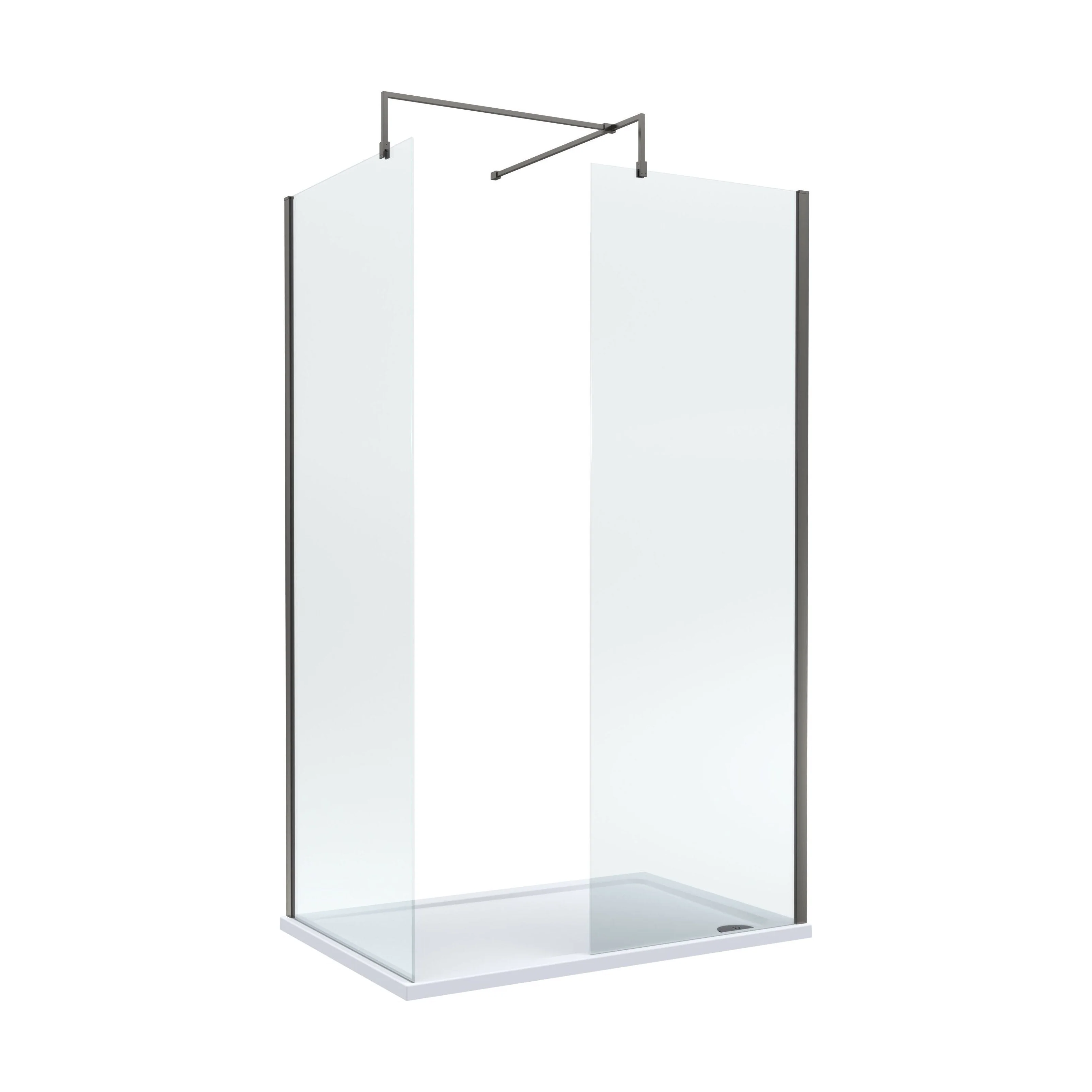 Balterley Walk-In Wetroom Bundle with Tray and Waste, 1200x700mm, Gunmetal