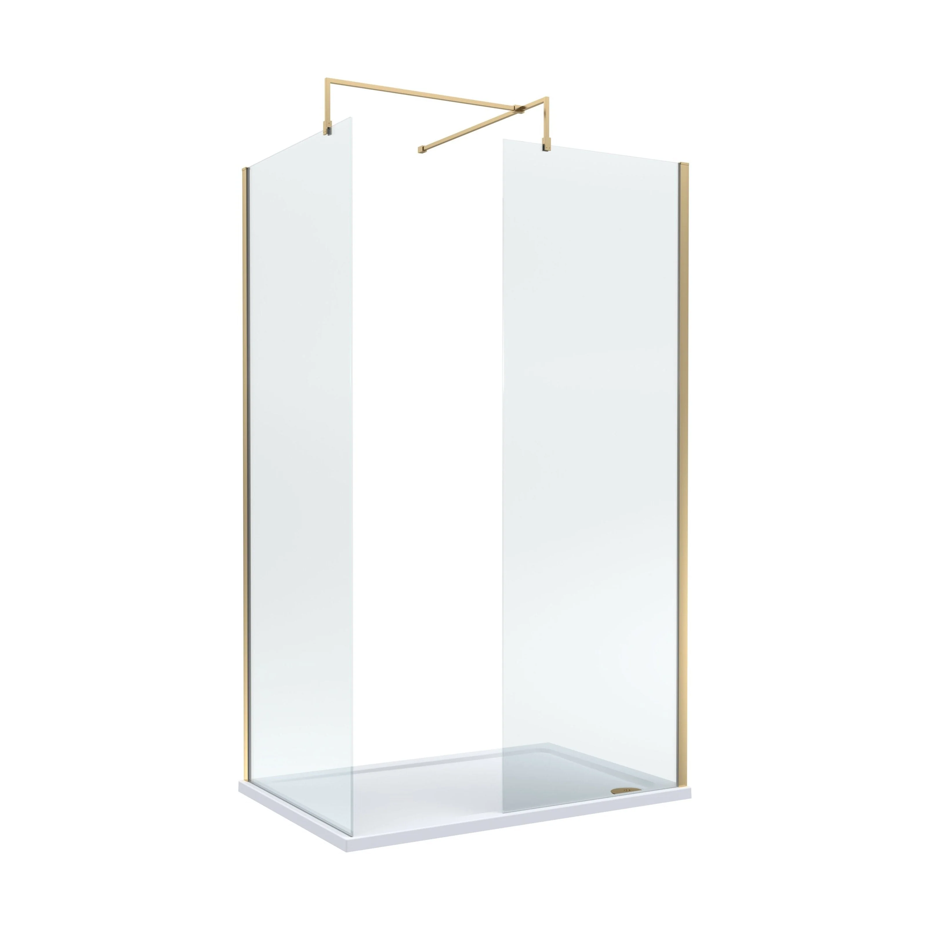 Balterley Walk-In Wetroom Bundle with Tray and Waste, 1200x800mm, Brushed Brass