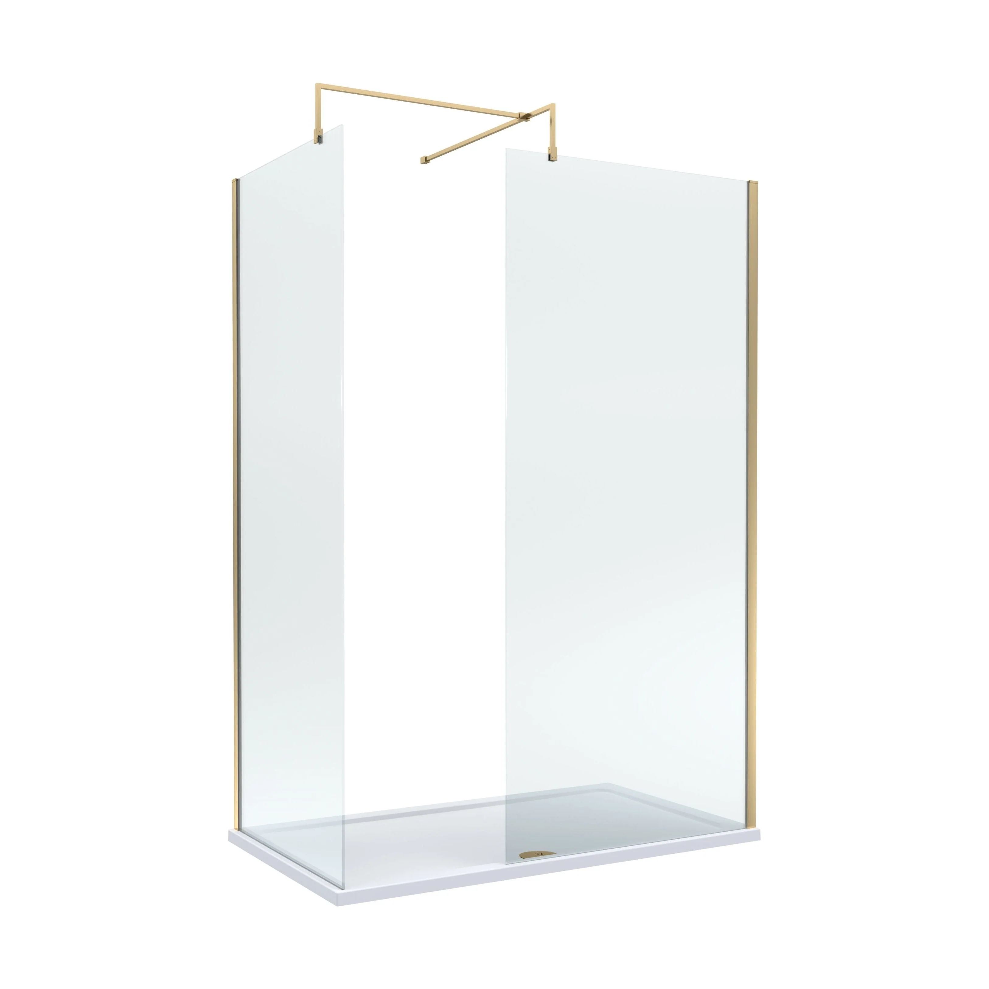 Balterley Walk-In Wetroom Bundle with Tray and Waste, 1400x700mm, Brushed Brass