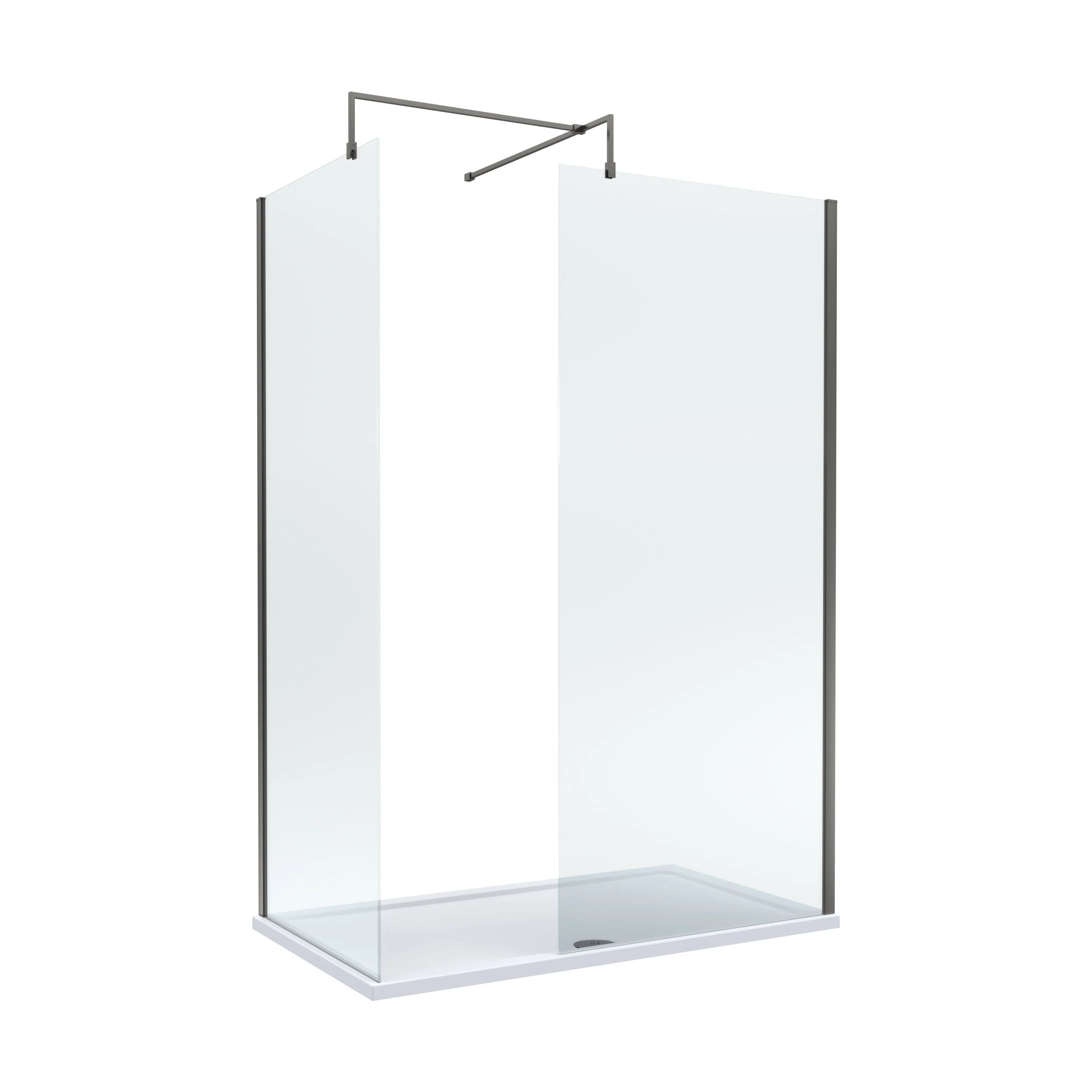 Balterley Walk-In Wetroom Bundle with Tray and Waste, 1400x800mm, Gunmetal