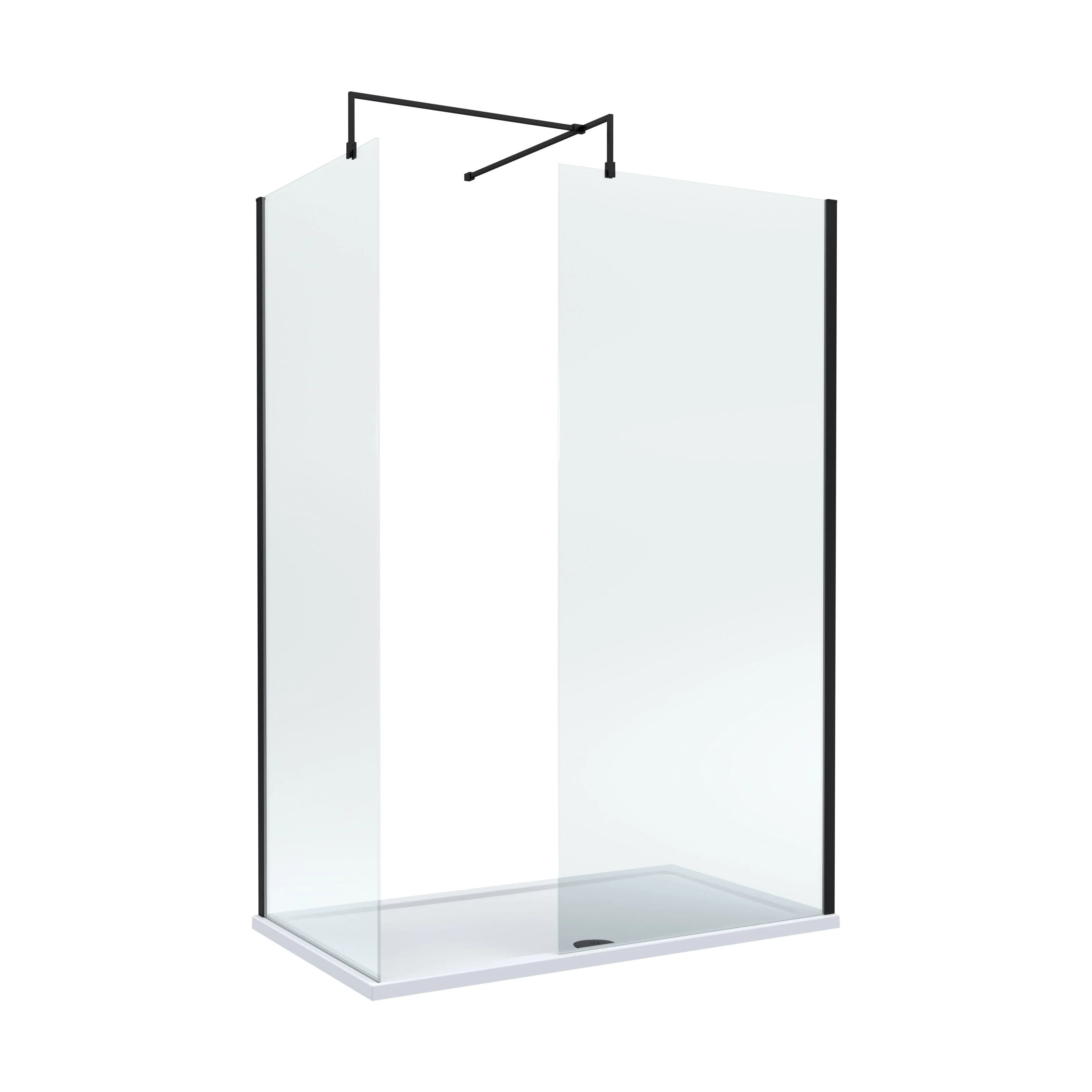 Balterley Walk-In Wetroom Bundle with Tray and Waste, 1400x800mm, Matt Black