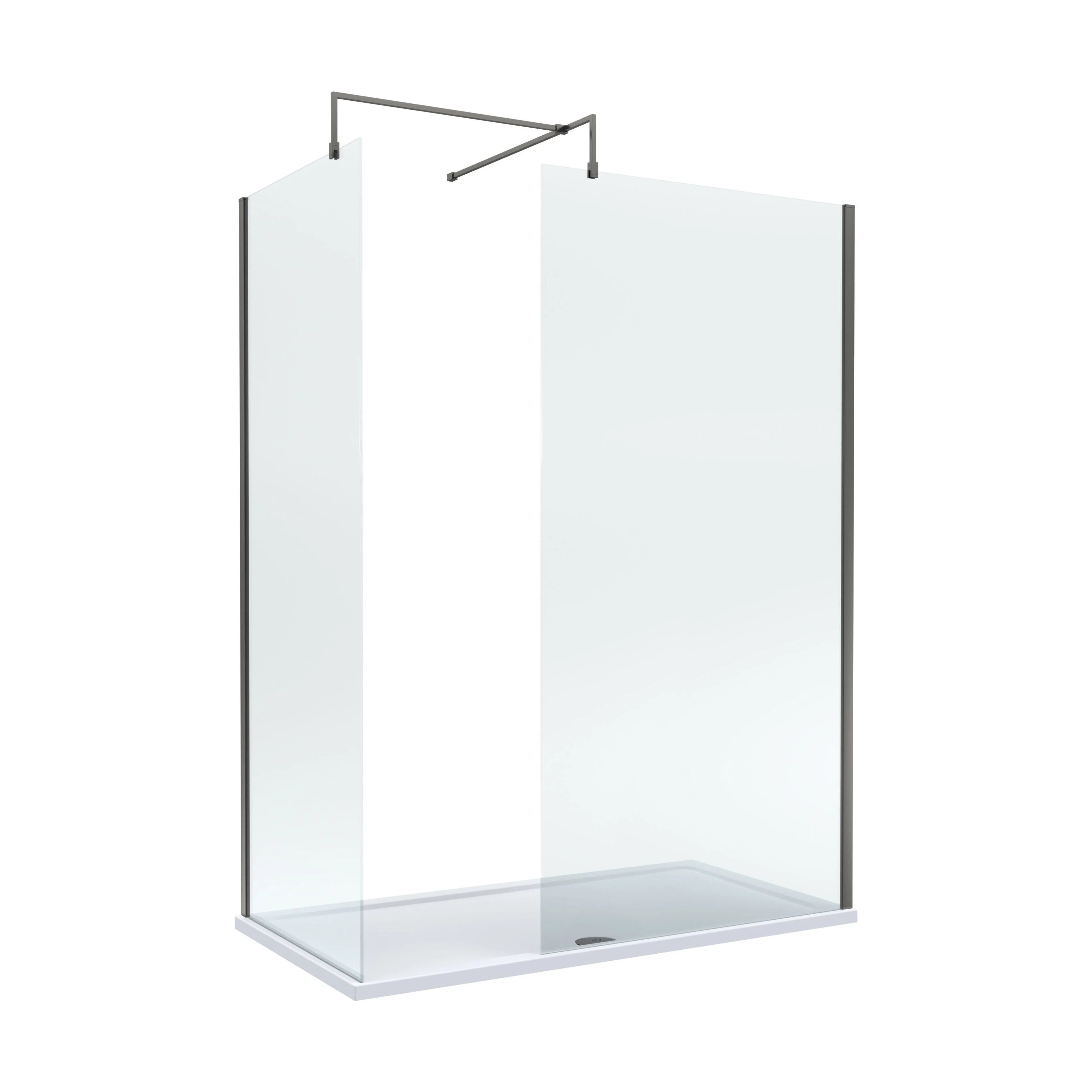 Balterley Walk-In Wetroom Bundle with Tray and Waste, 1500x700mm, Gunmetal