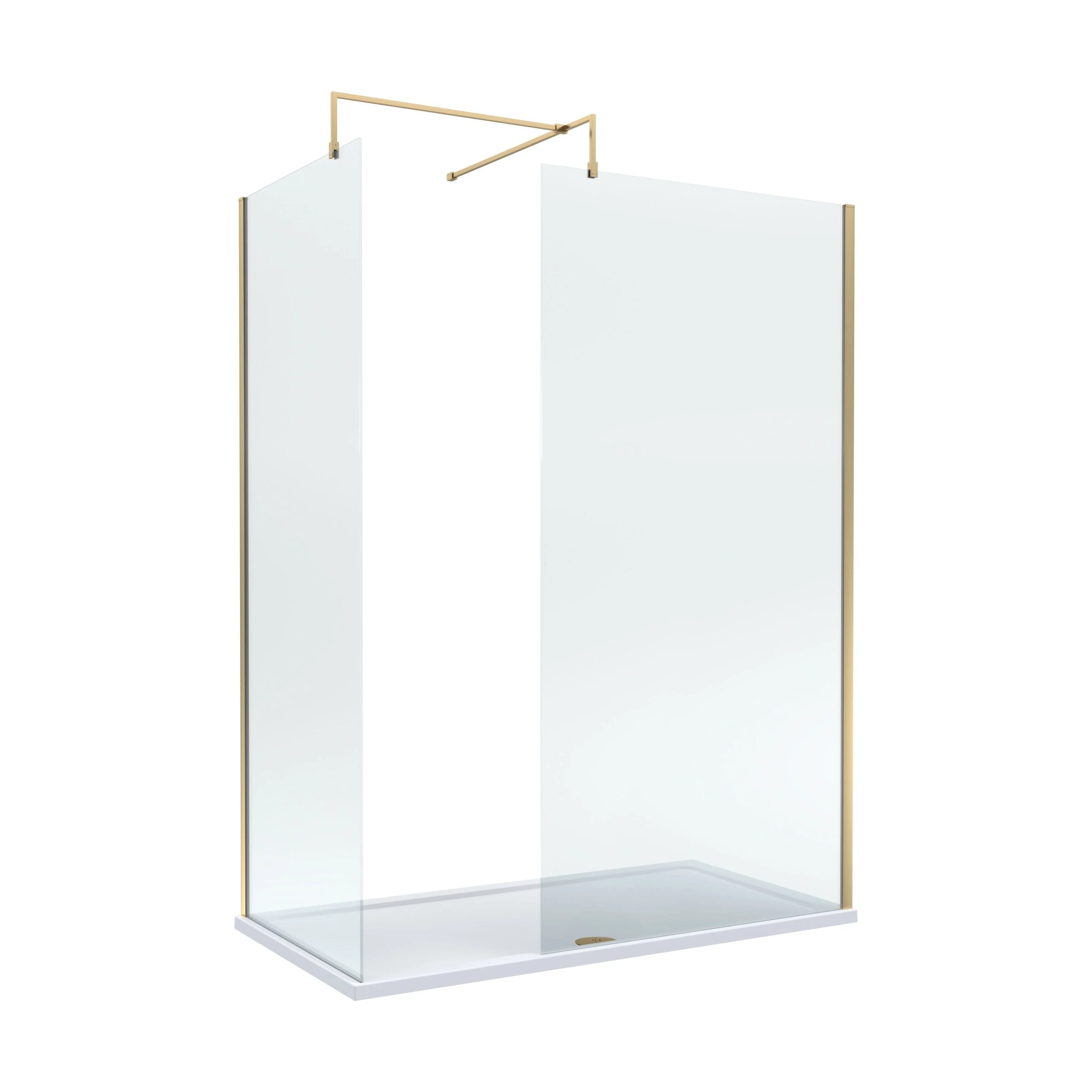 Balterley Walk-In Wetroom Bundle with Tray and Waste, 1500x800mm, Brushed Brass