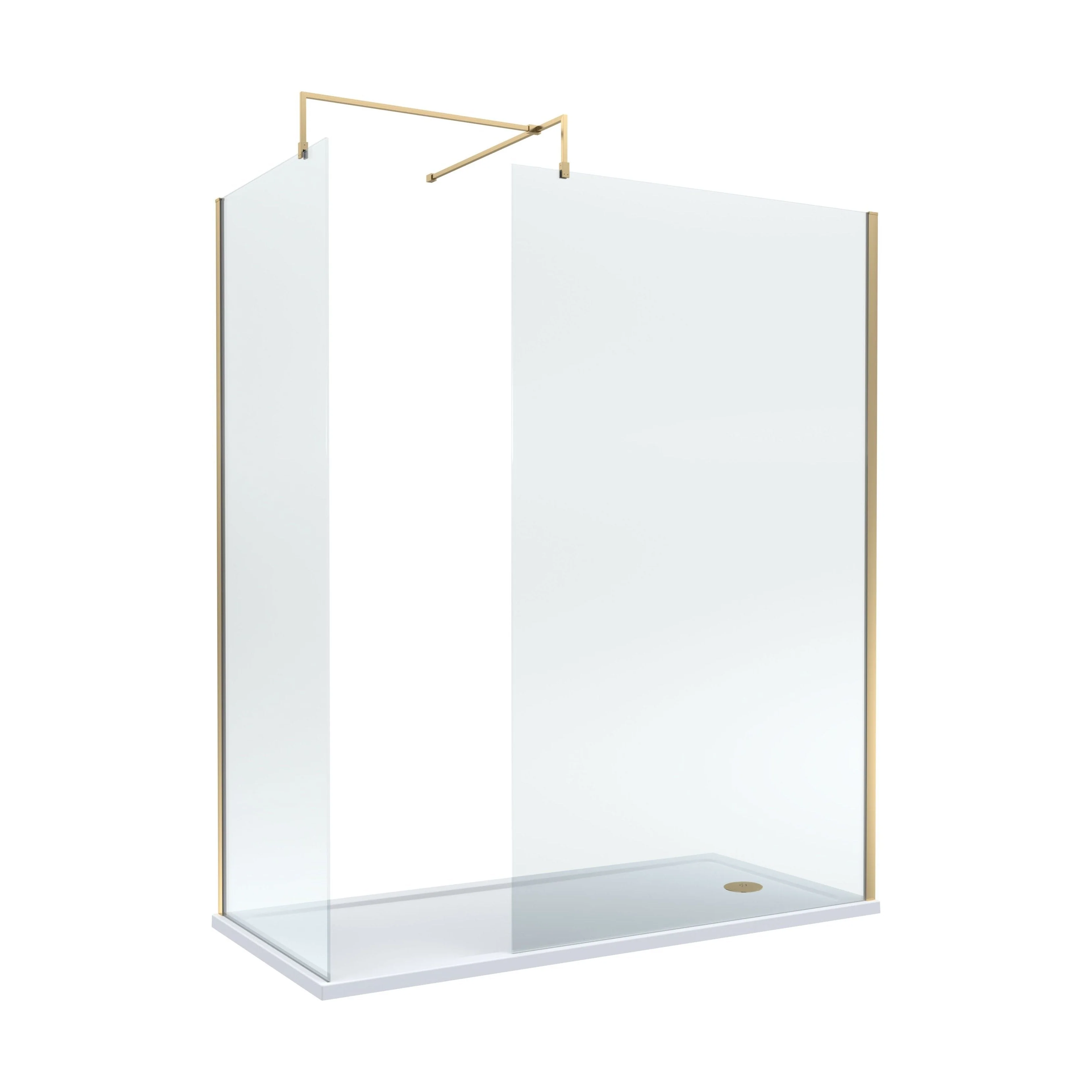 Balterley Walk-In Wetroom Bundle with Tray and Waste, 1700x700mm, Brushed Brass