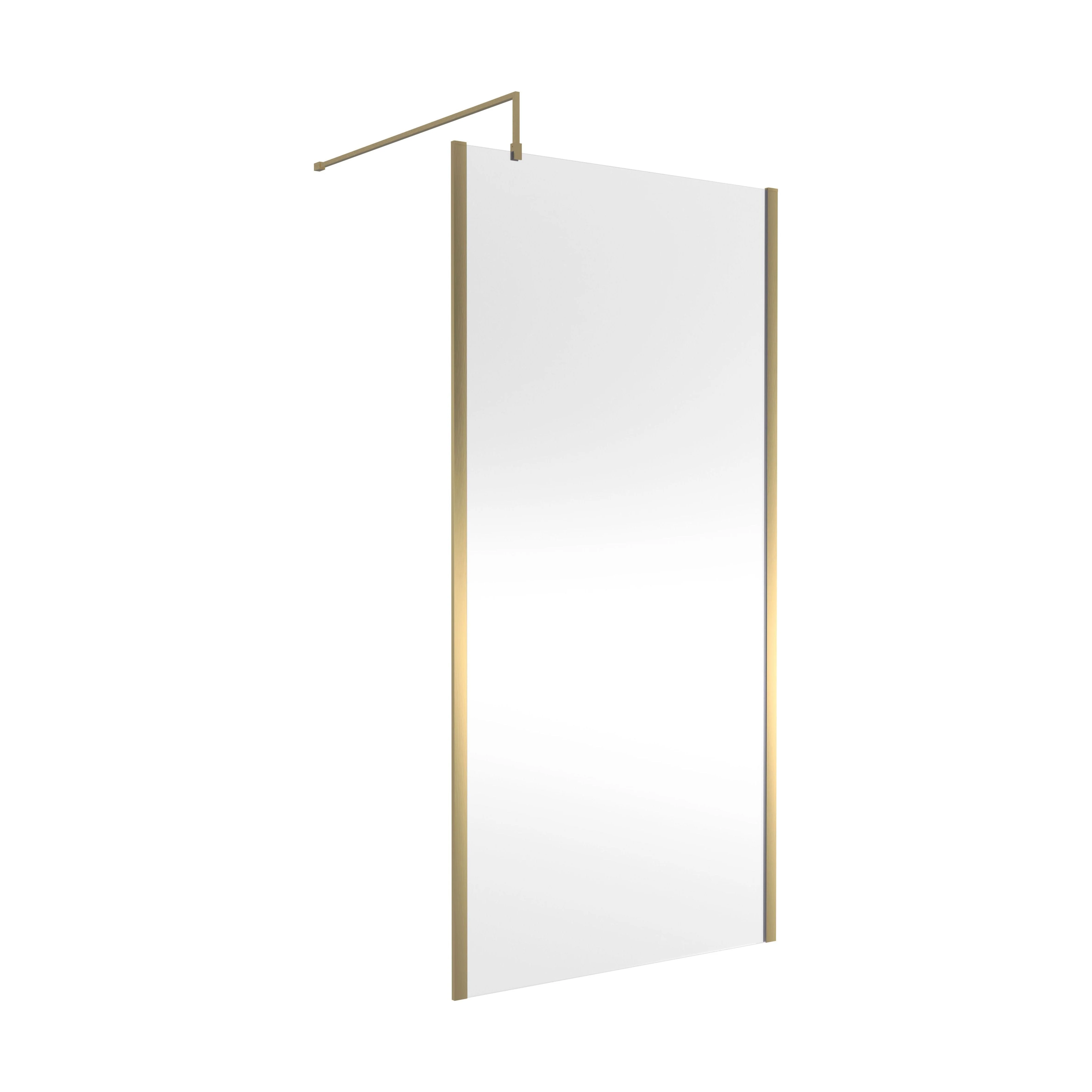 Balterley Wetroom Screen with Support Bar, 1000mm, Brushed Brass