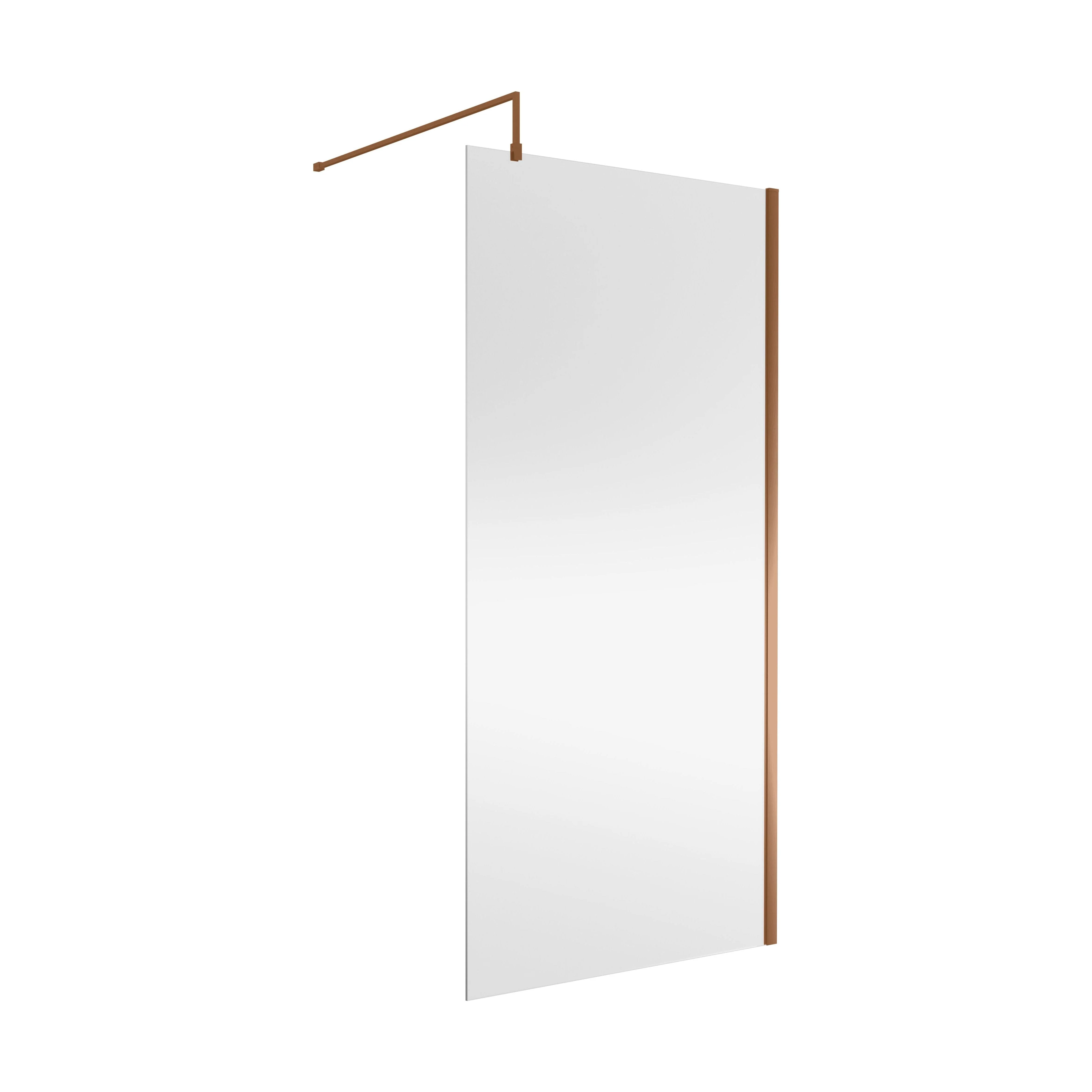 Balterley Wetroom Screen with Support Bar, 1000mm, Brushed Bronze