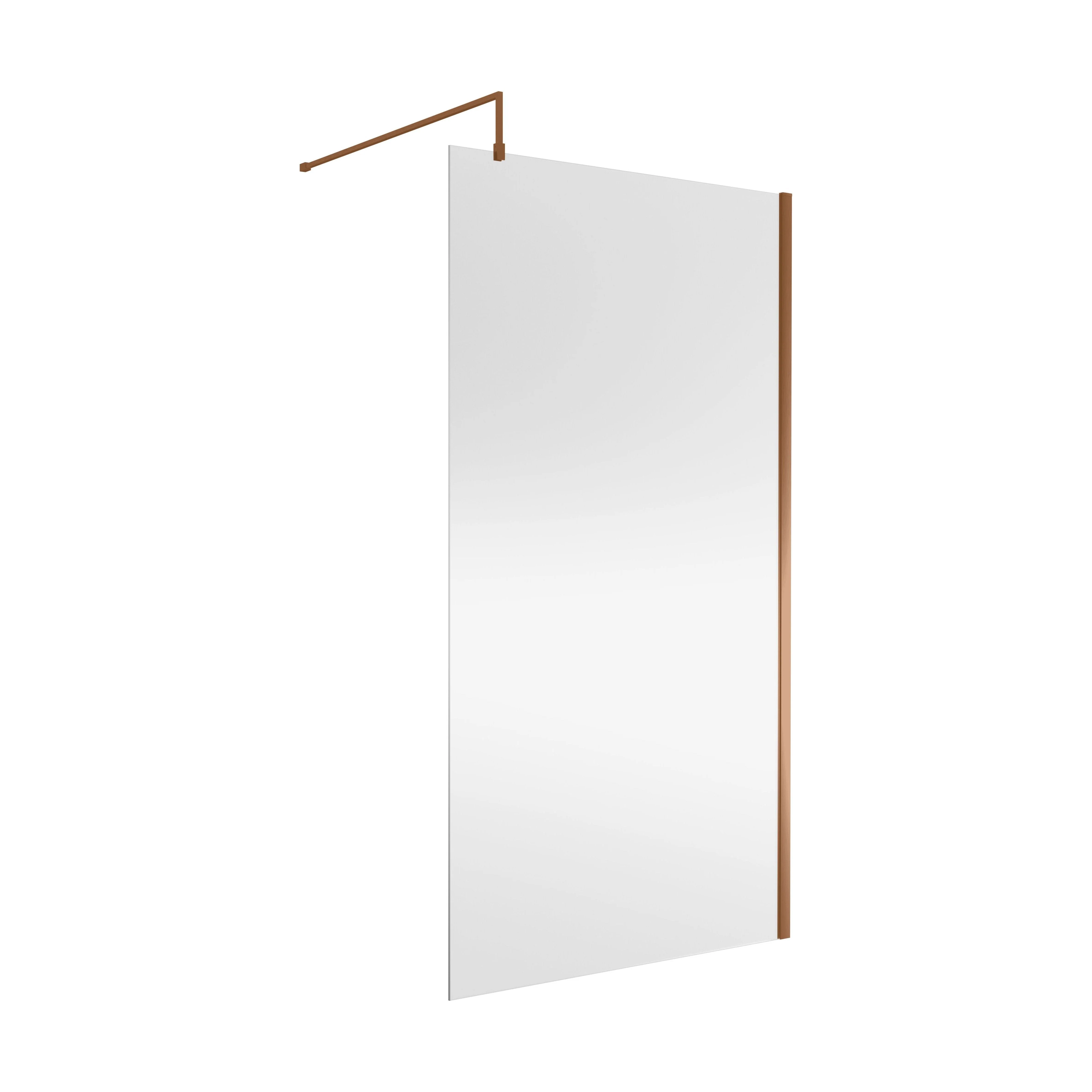 Balterley Wetroom Screen with Support Bar, 1100mm, Brushed Bronze