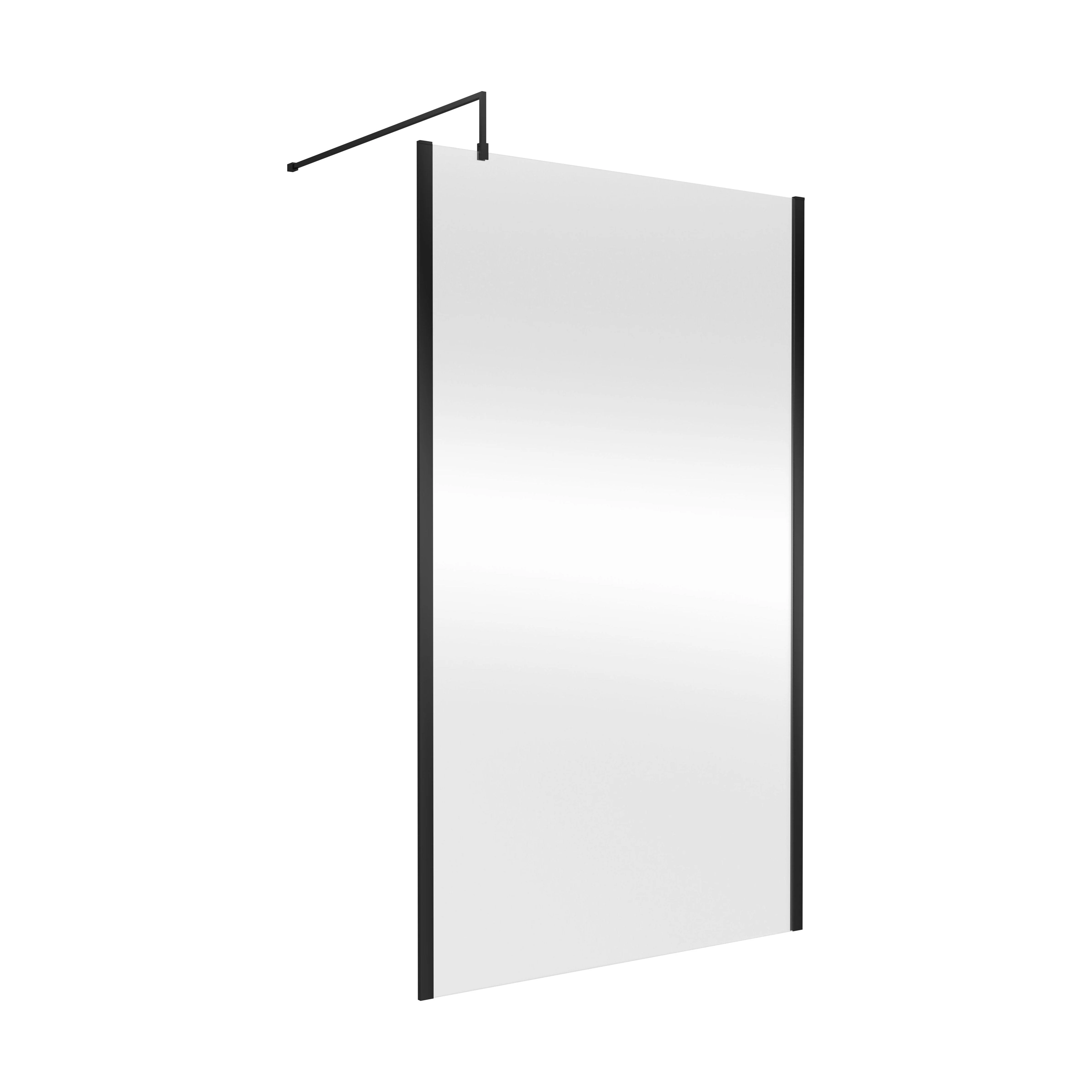 Balterley Wetroom Screen with Support Bar, 1200mm, Matt Black