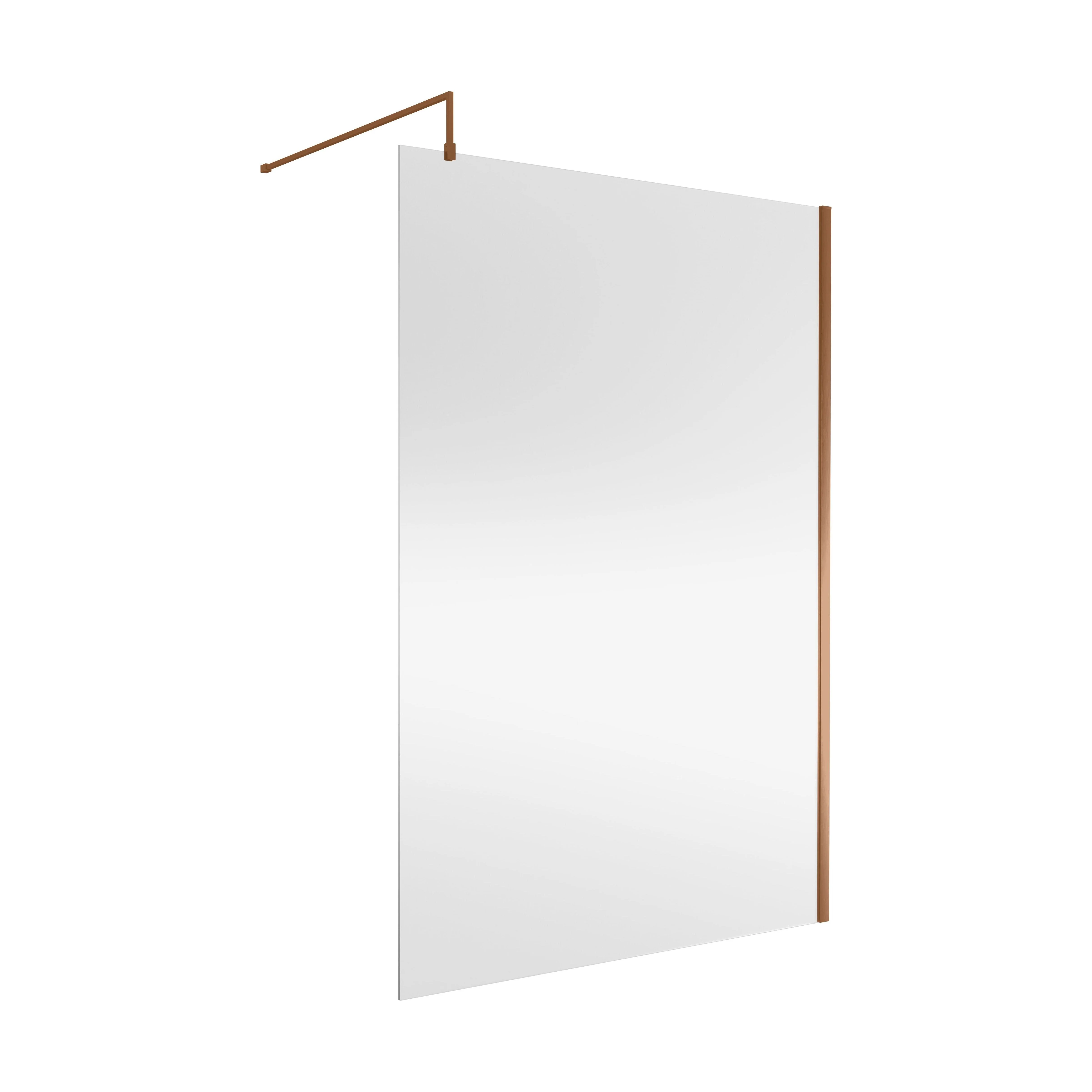 Balterley Wetroom Screen with Support Bar, 1400mm, Brushed Bronze