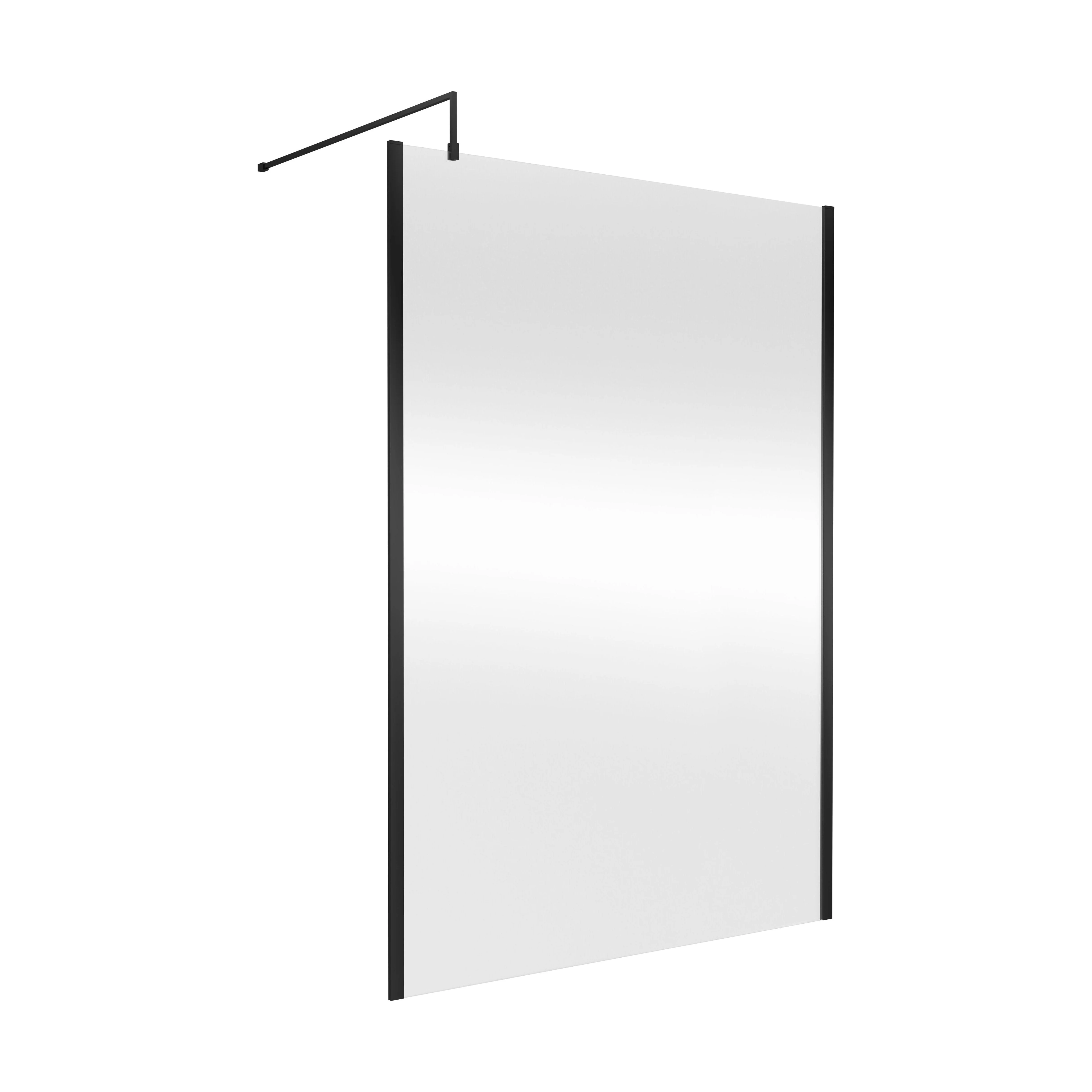 Balterley Wetroom Screen with Support Bar, 1400mm, Matt Black