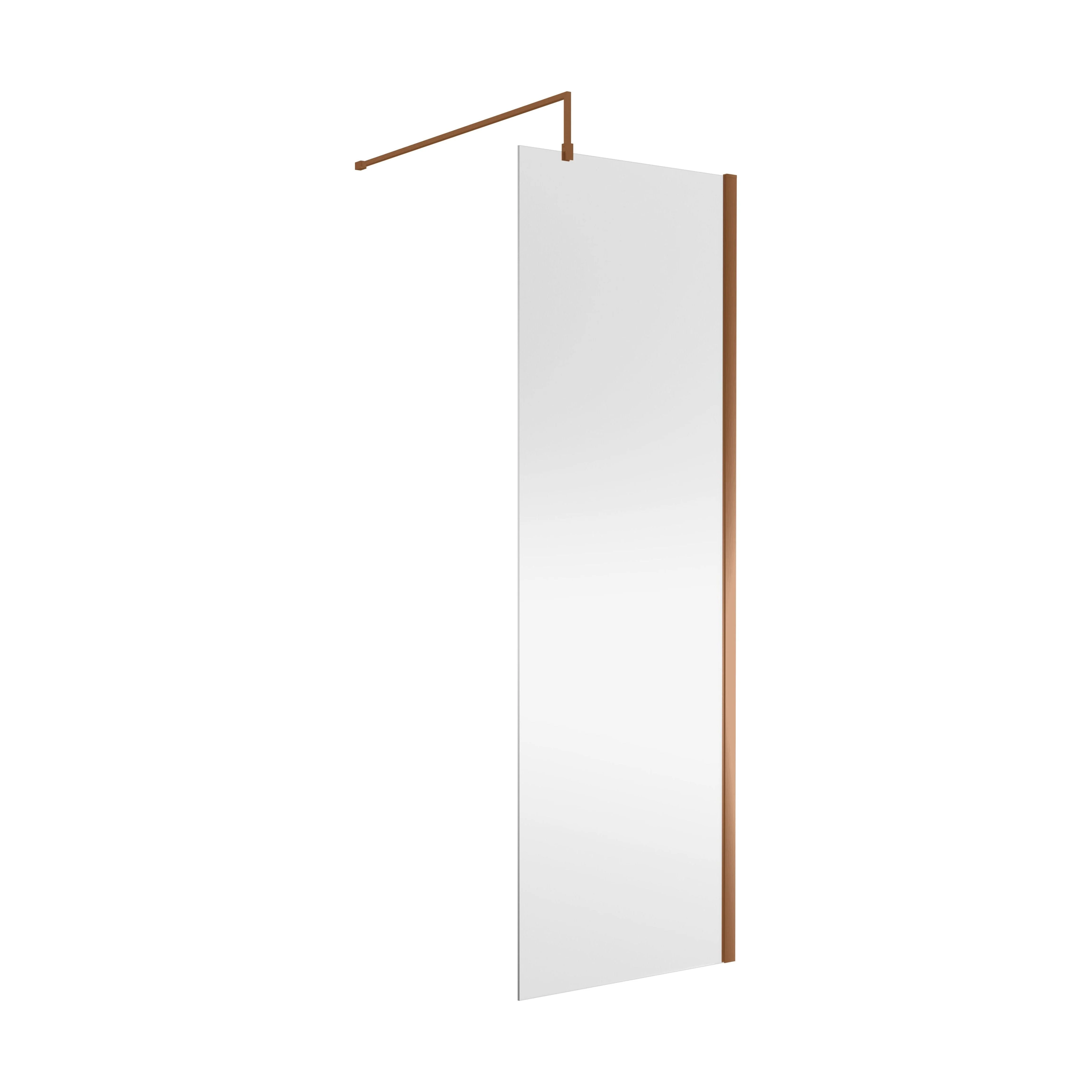 Balterley Wetroom Screen with Support Bar, 700mm, Brushed Bronze