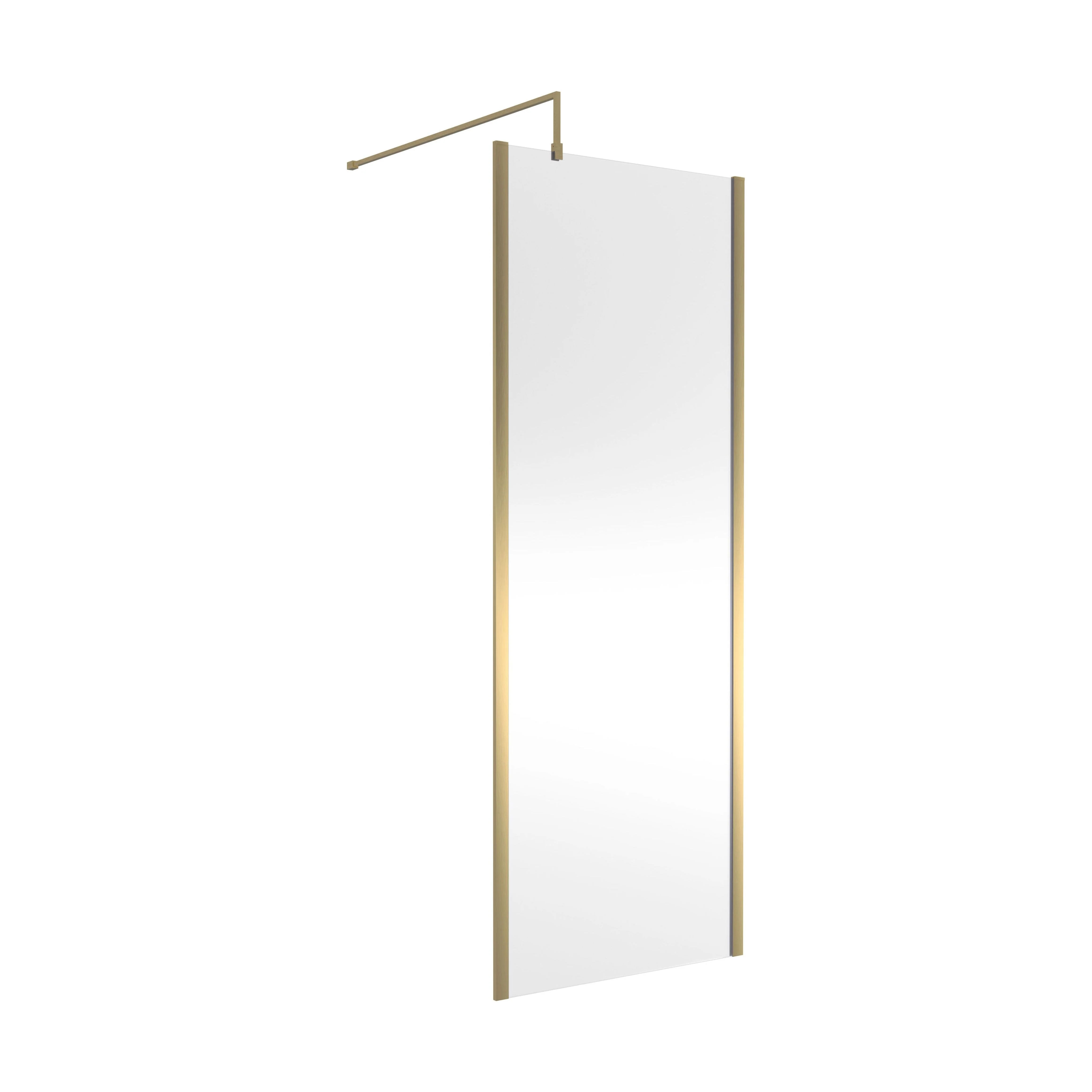 Balterley Wetroom Screen with Support Bar, 760mm, Brushed Brass
