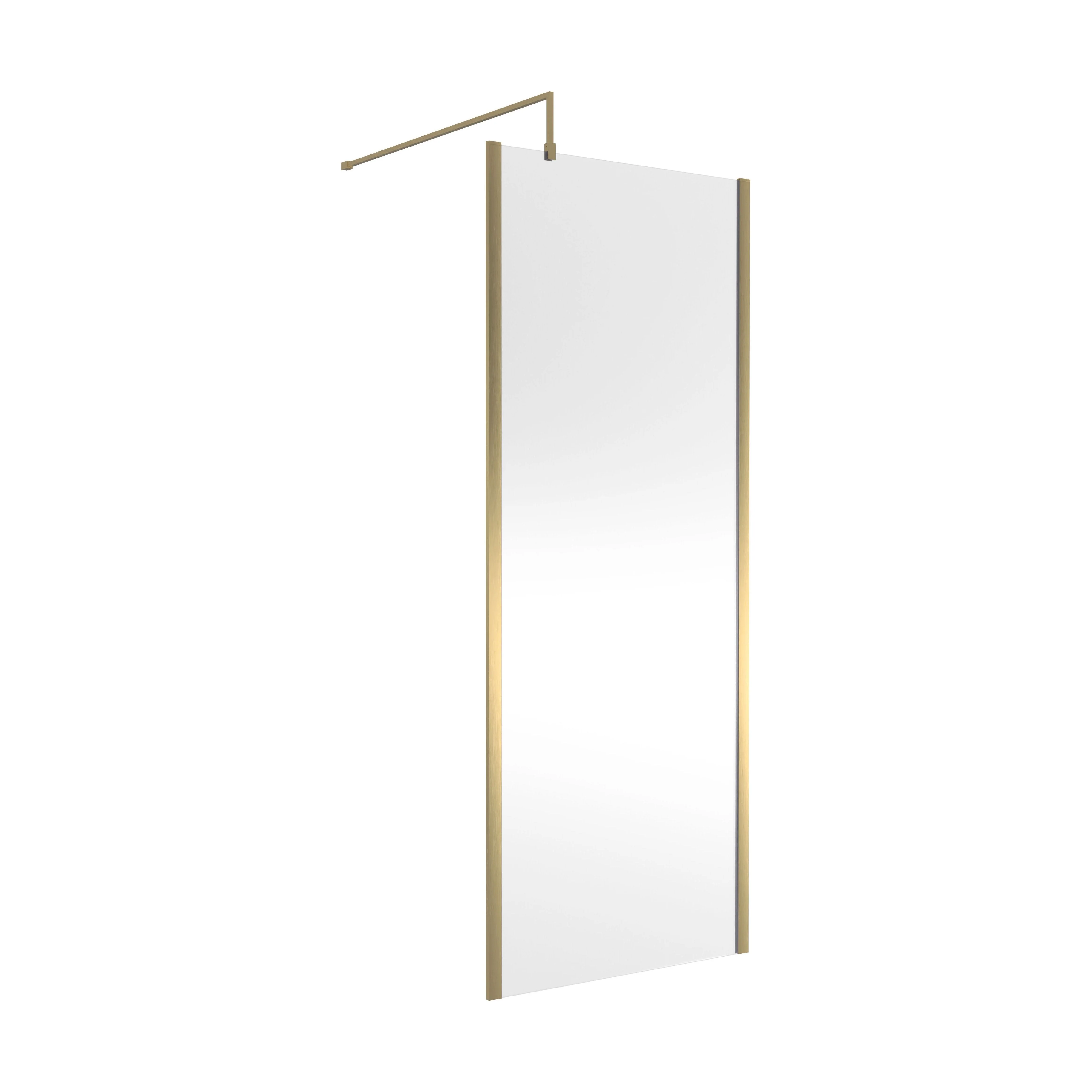 Balterley Wetroom Screen with Support Bar, 800mm, Brushed Brass