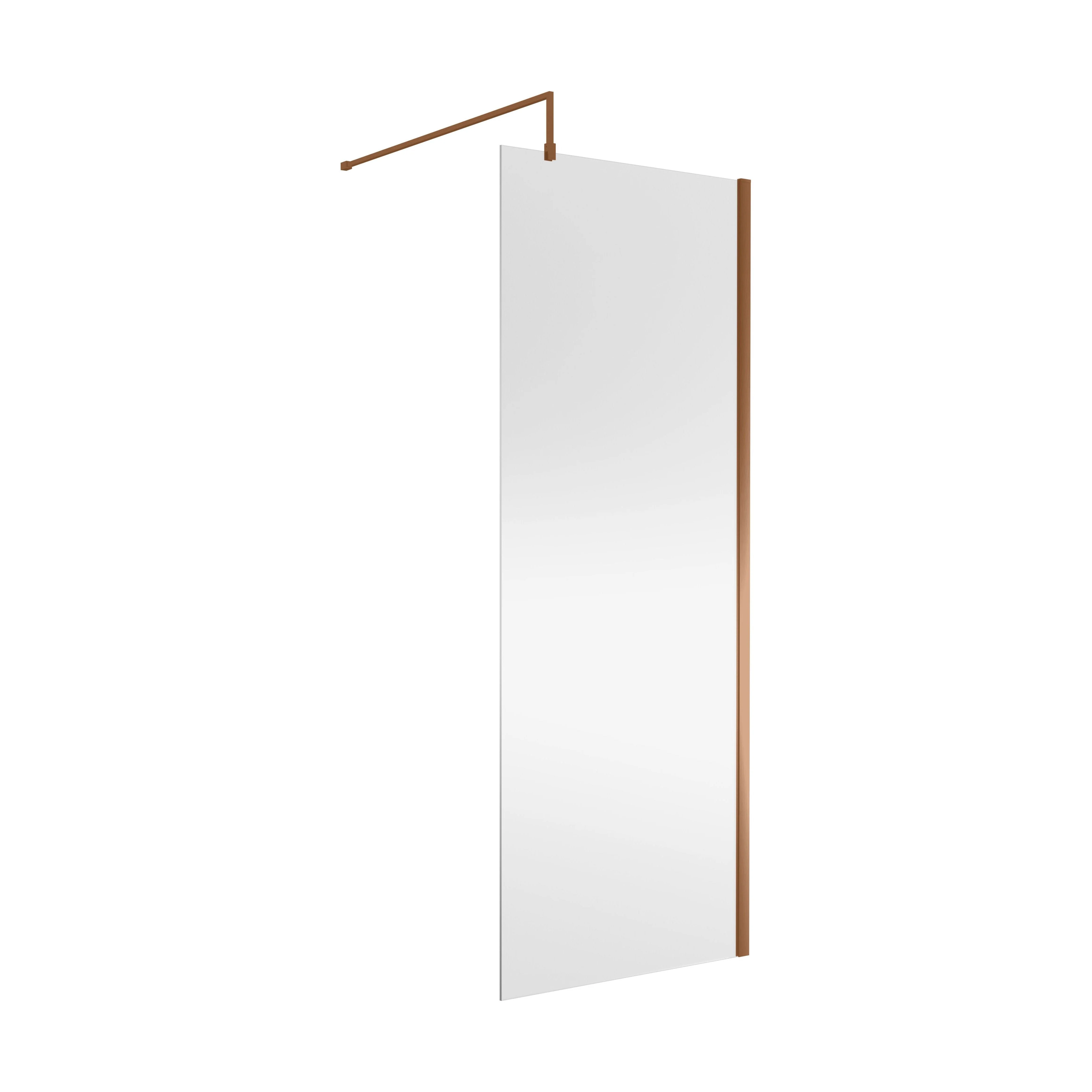 Balterley Wetroom Screen with Support Bar, 800mm, Brushed Bronze