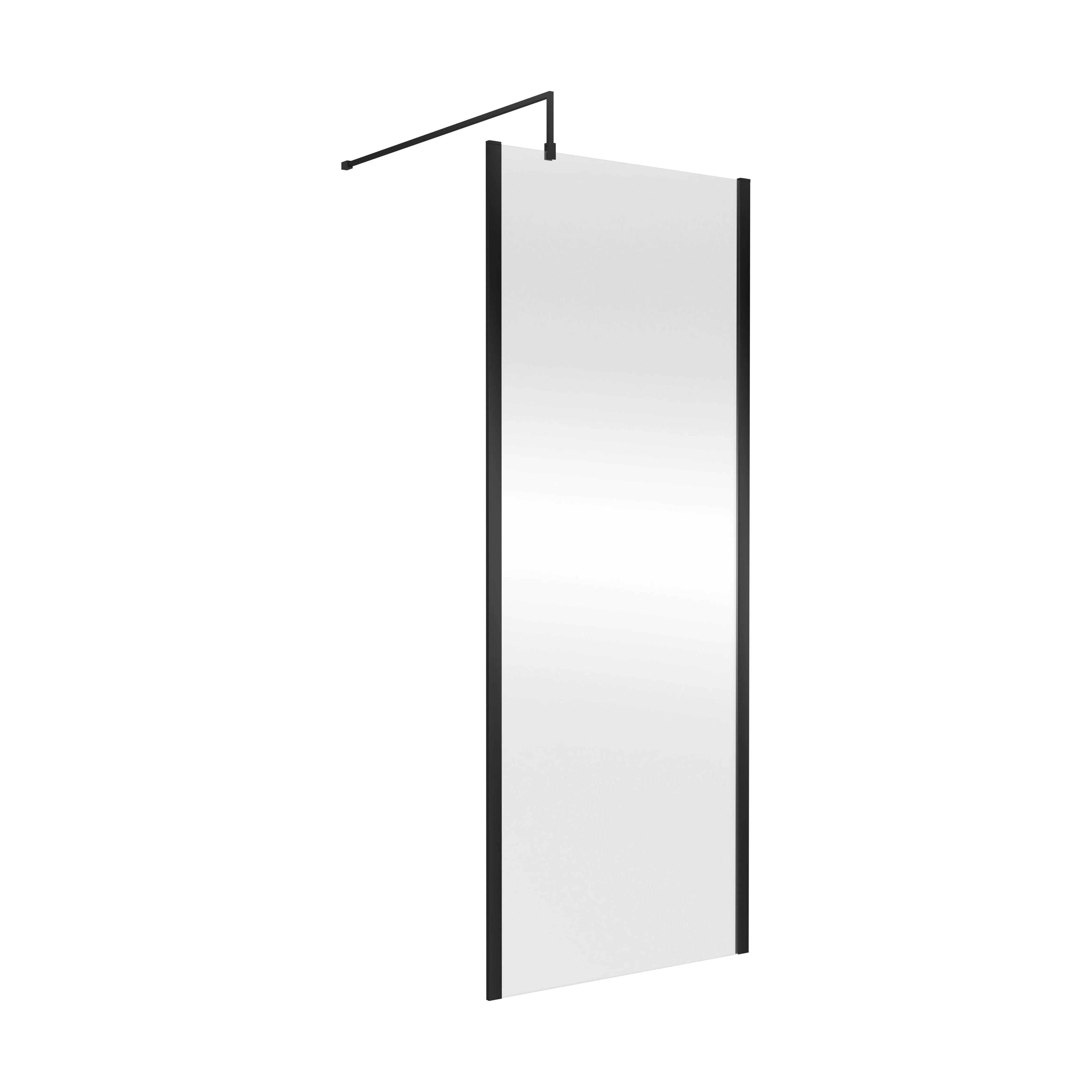 Balterley Wetroom Screen with Support Bar, 800mm, Matt Black