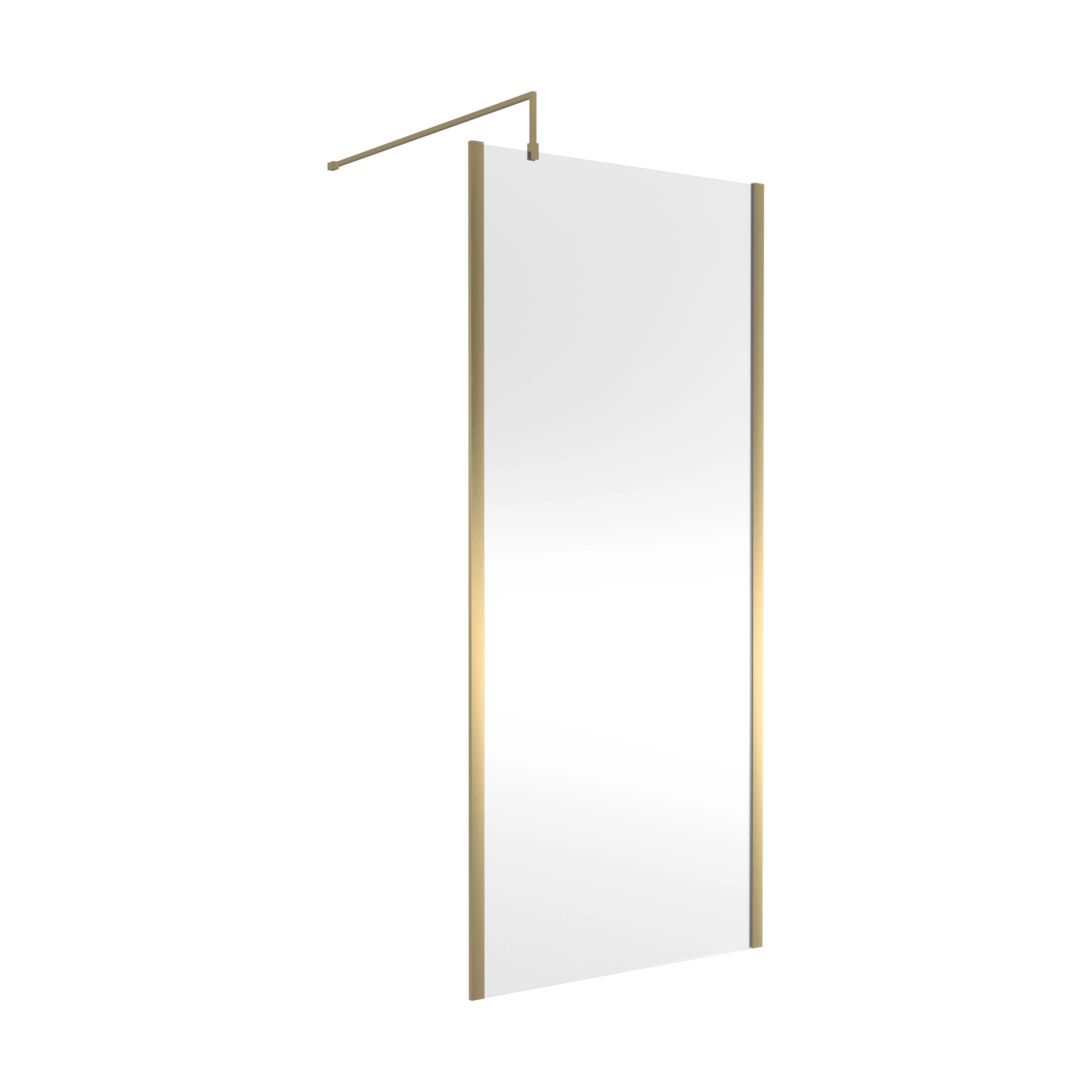 Balterley Wetroom Screen with Support Bar, 900mm, Brushed Brass