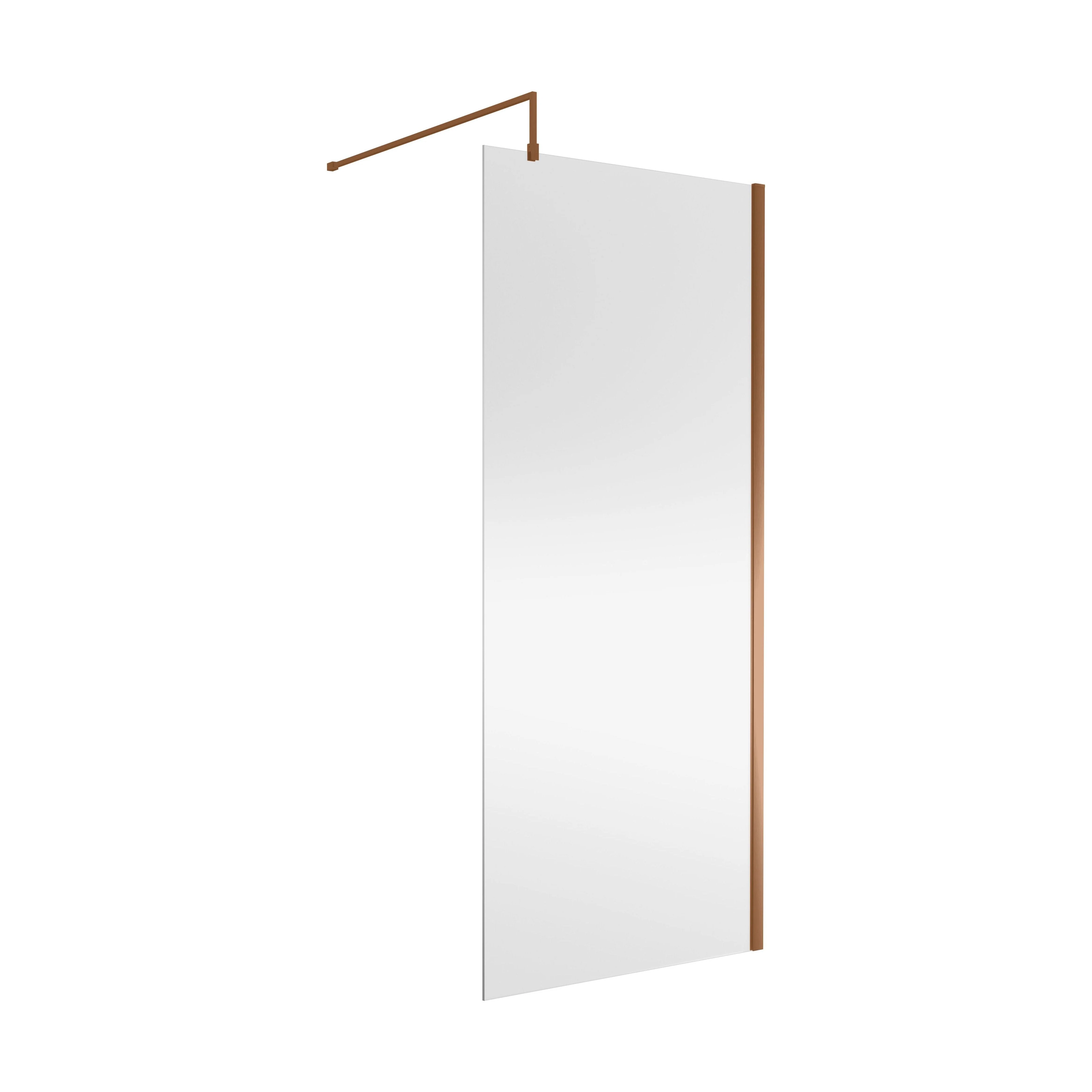 Balterley Wetroom Screen with Support Bar, 900mm, Brushed Bronze
